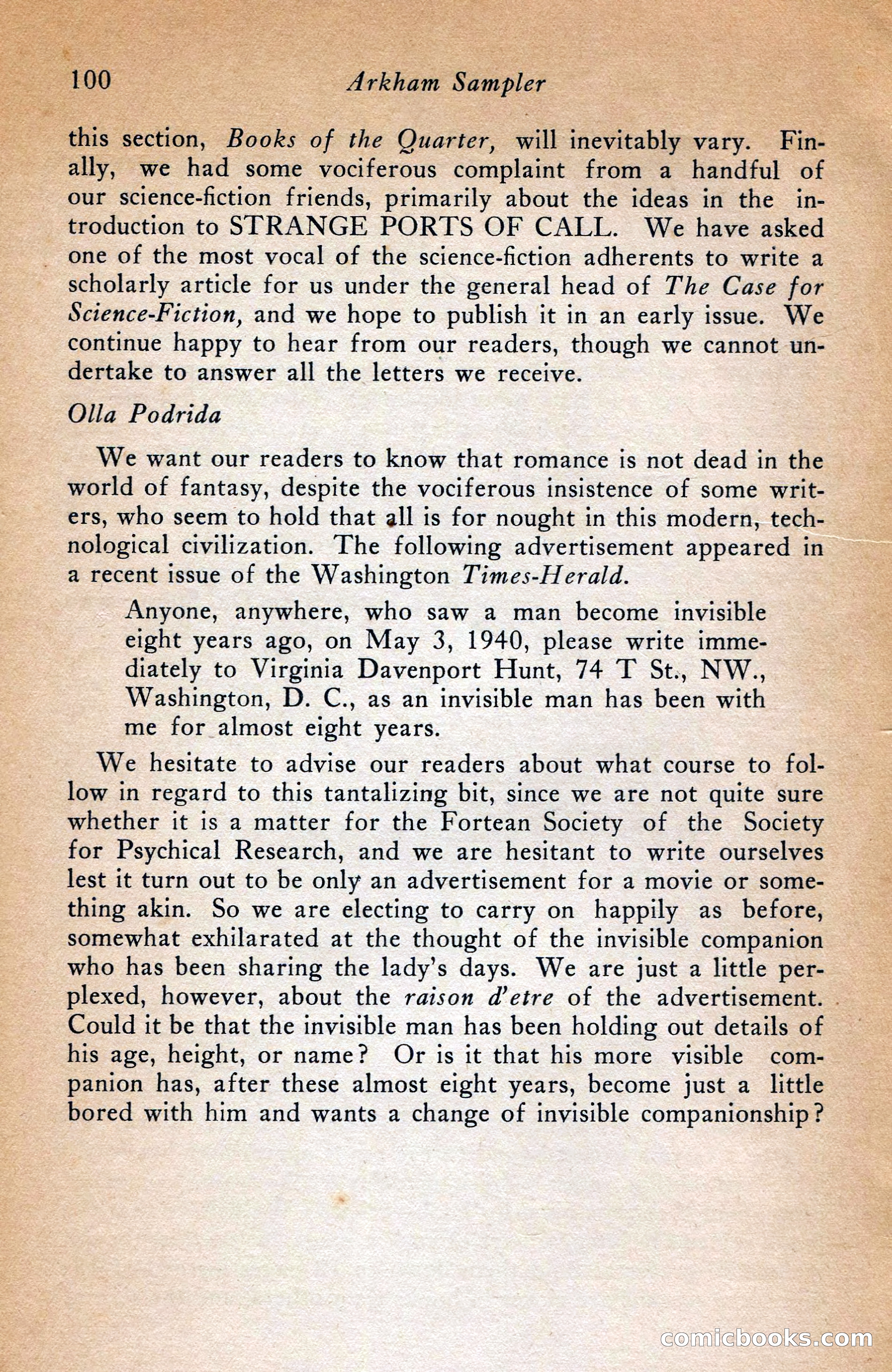 The Arkham Sampler, Spring 1948 — page 102 of 104