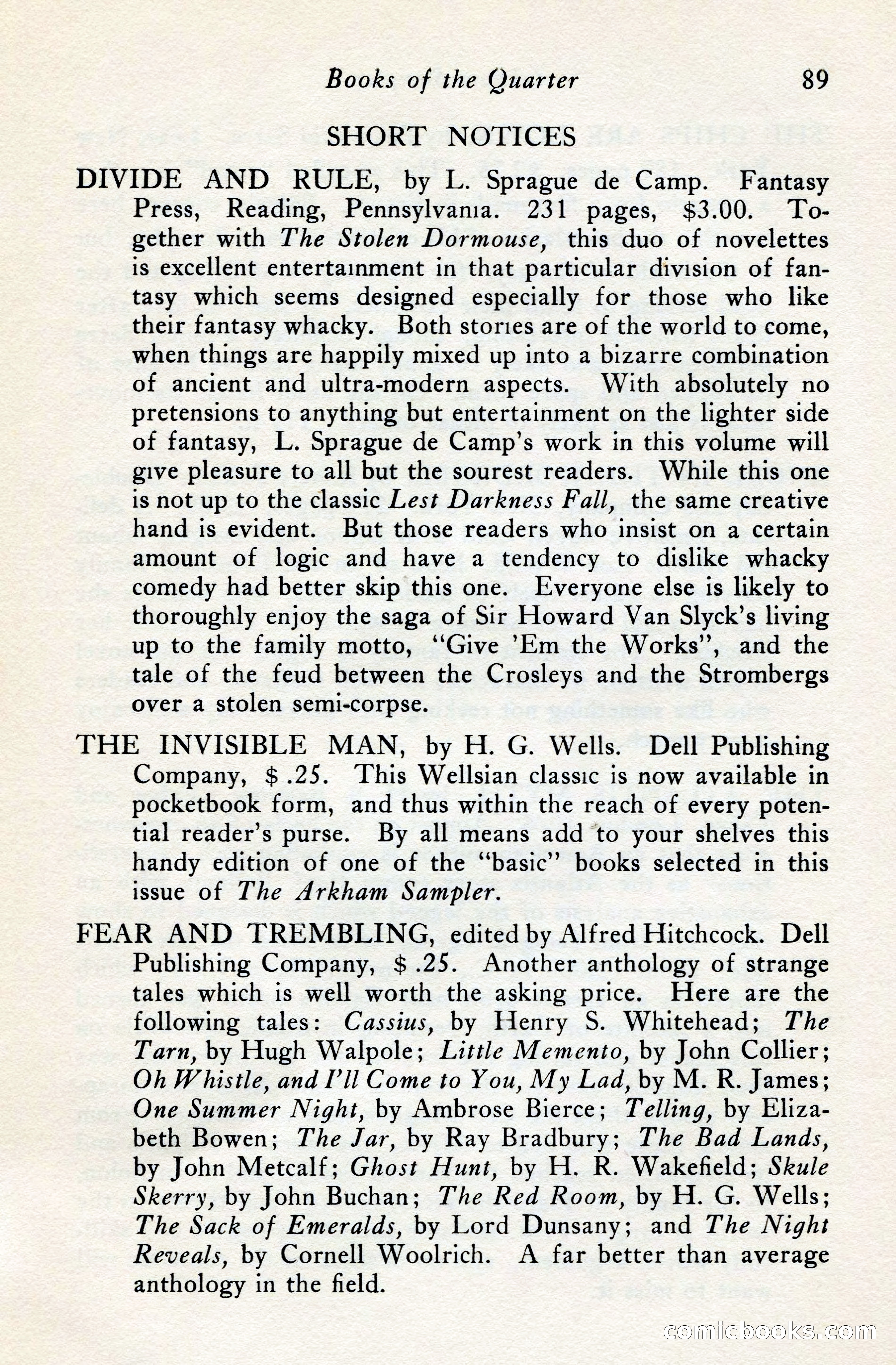 The Arkham Sampler, Winter 1949 — page 91 of 104