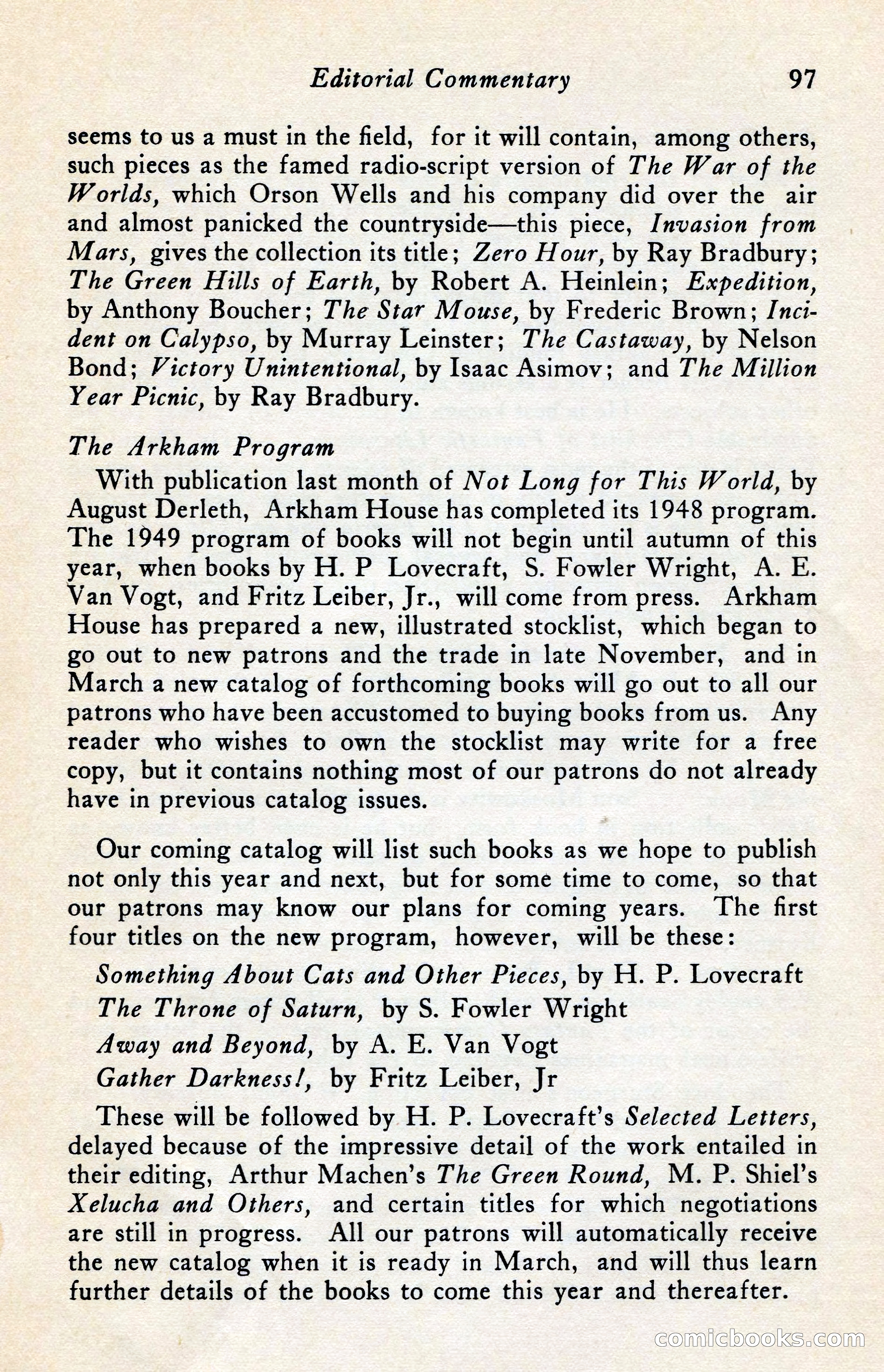 The Arkham Sampler, Winter 1949 — page 99 of 104