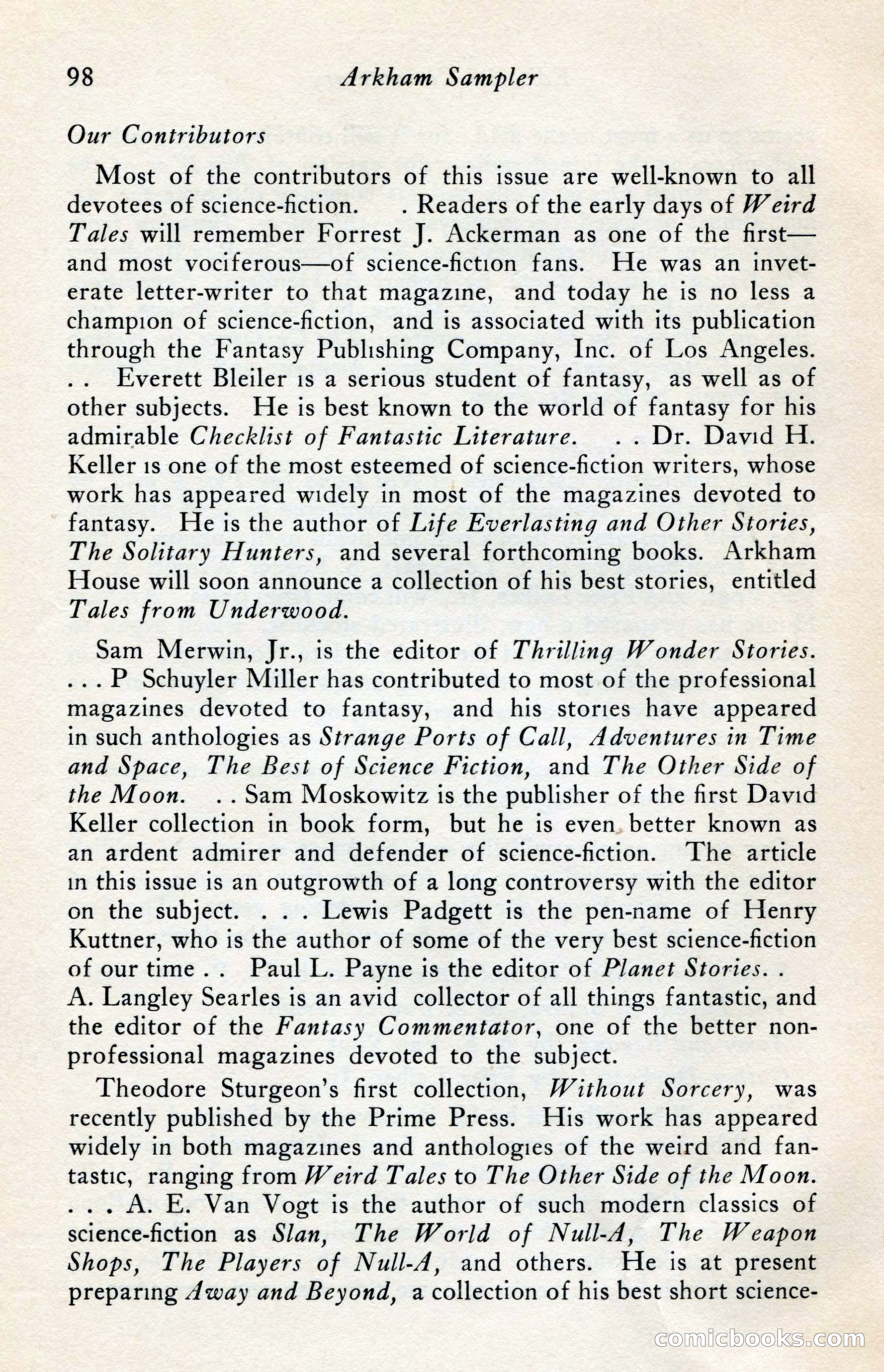 The Arkham Sampler, Winter 1949 — page 100 of 104