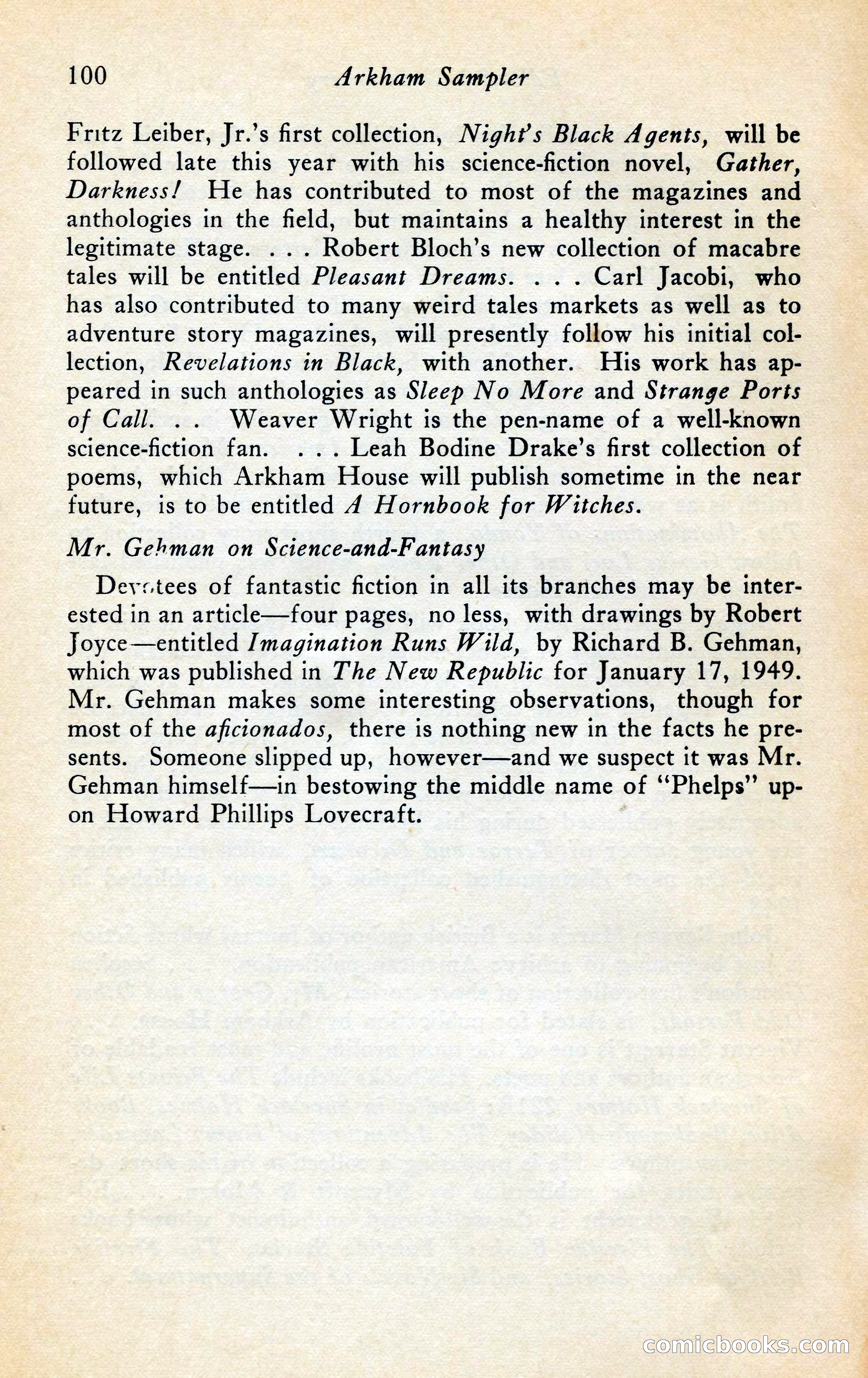 The Arkham Sampler, Winter 1949 — page 102 of 104