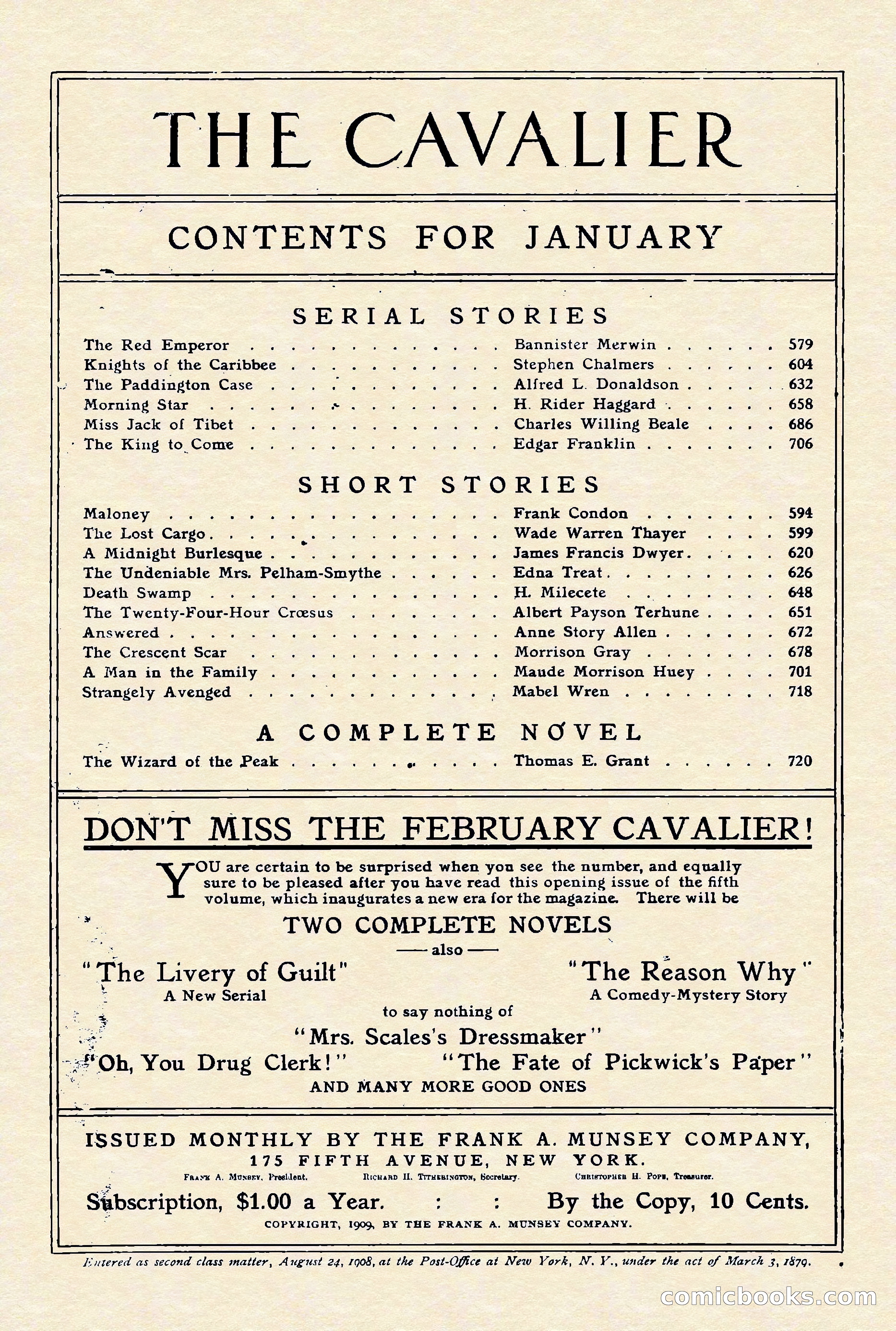 The Cavalier, January 1910
