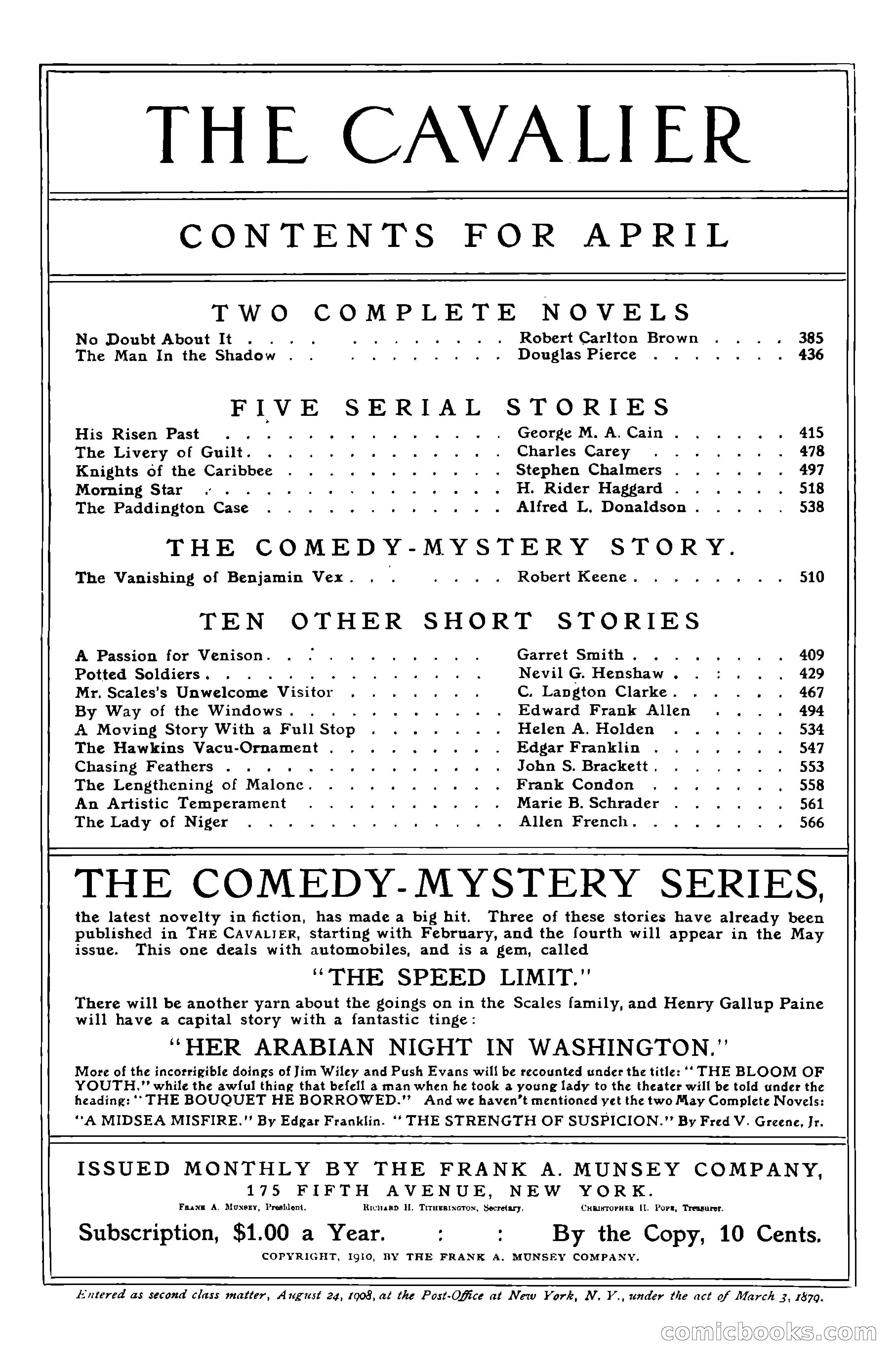 The Cavalier, April 1910 — page 5 of 225