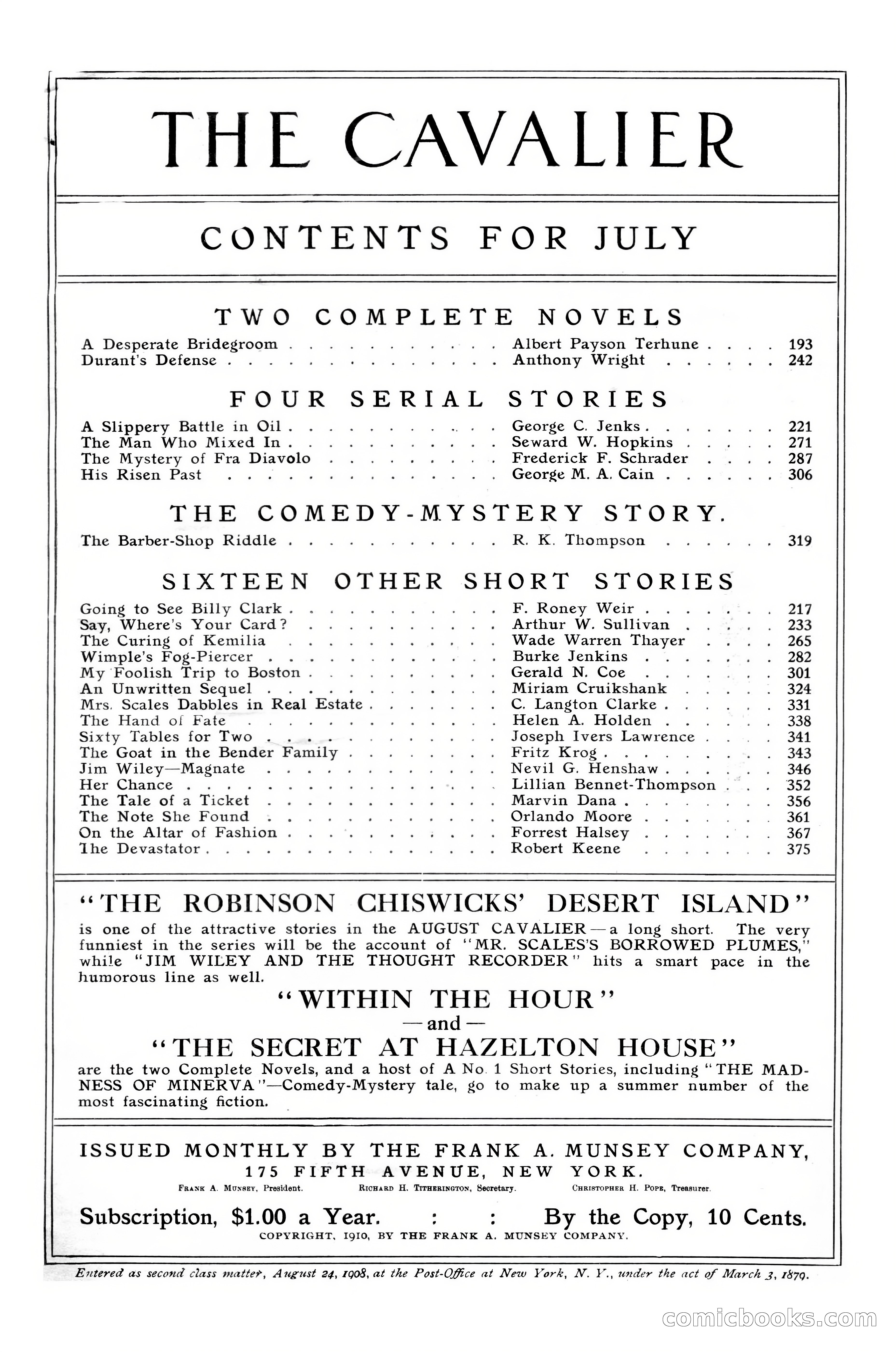 The Cavalier, July 1910 — page 5 of 205