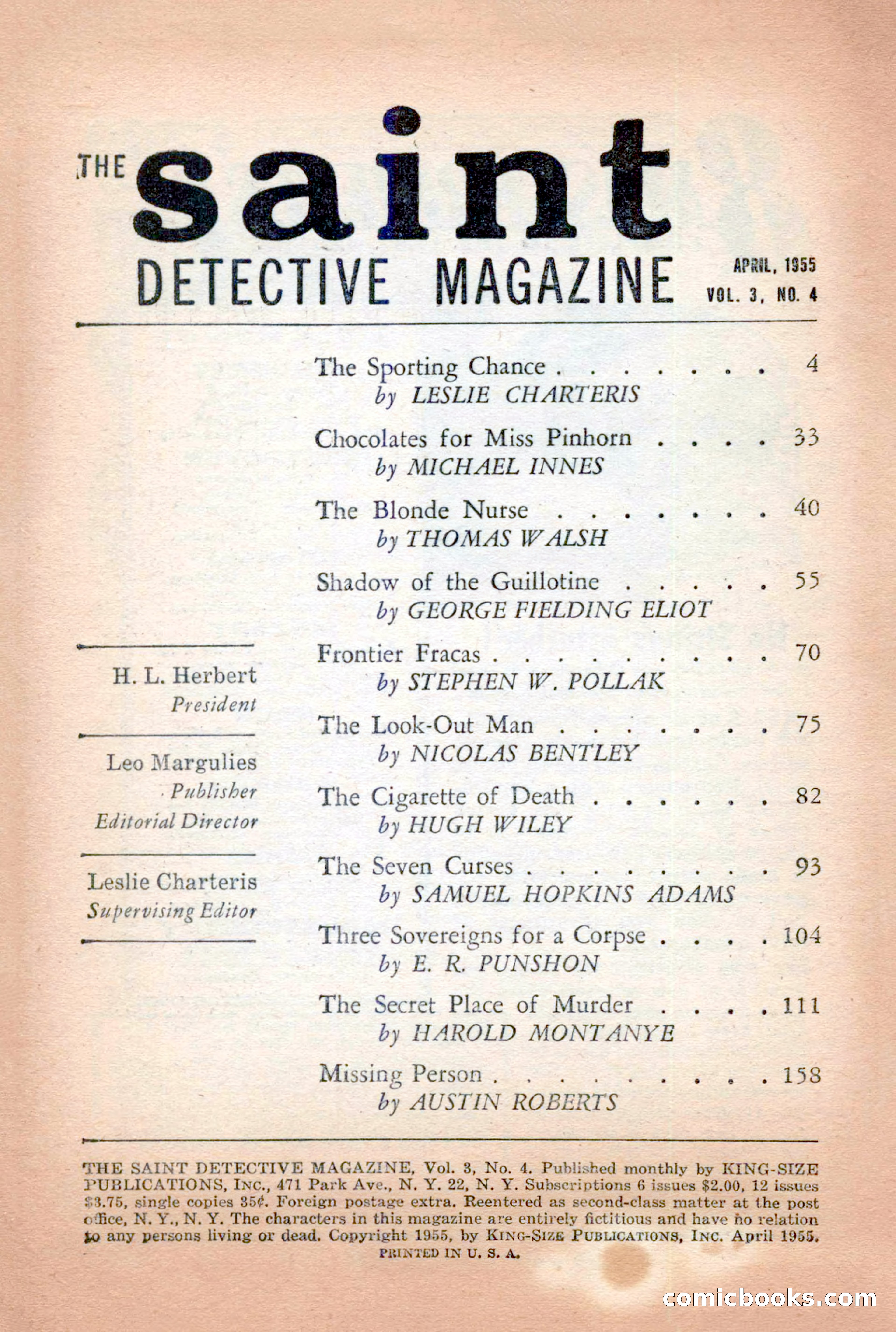 The Saint Detective Magazine, April 1955 — page 4 of 164