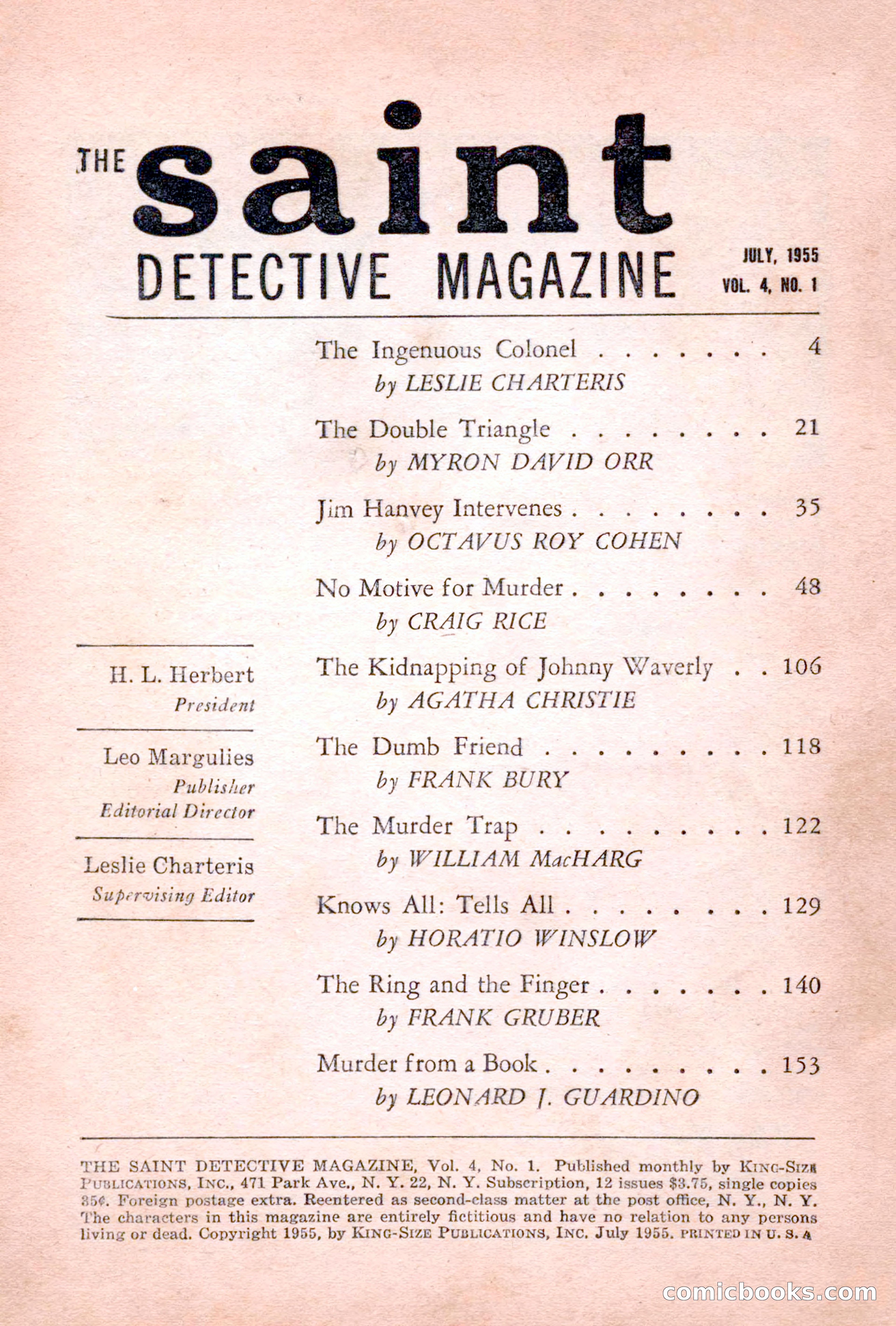 The Saint Detective Magazine, July 1955 — page 4 of 164
