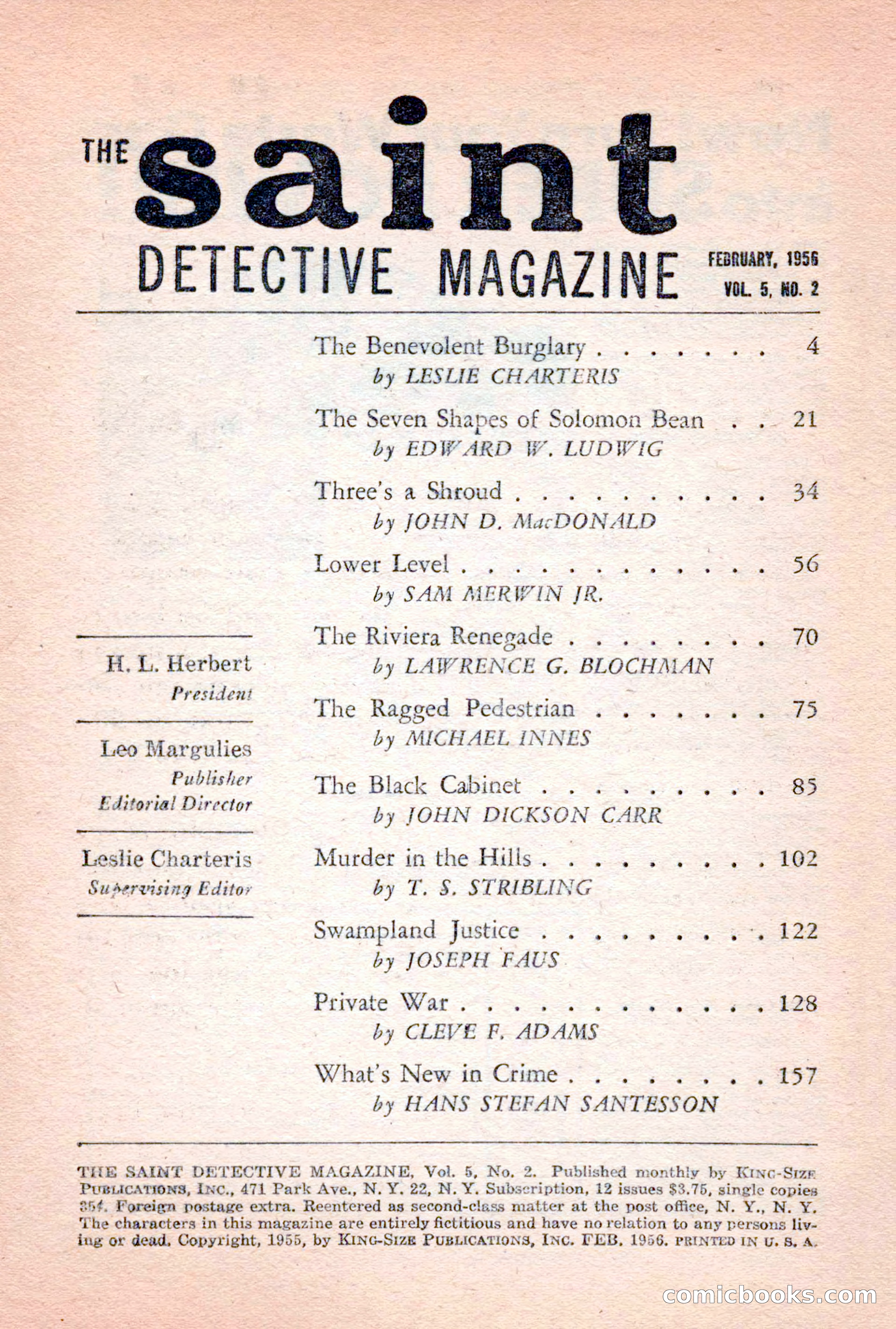The Saint Detective Magazine, February 1956 — page 4 of 164