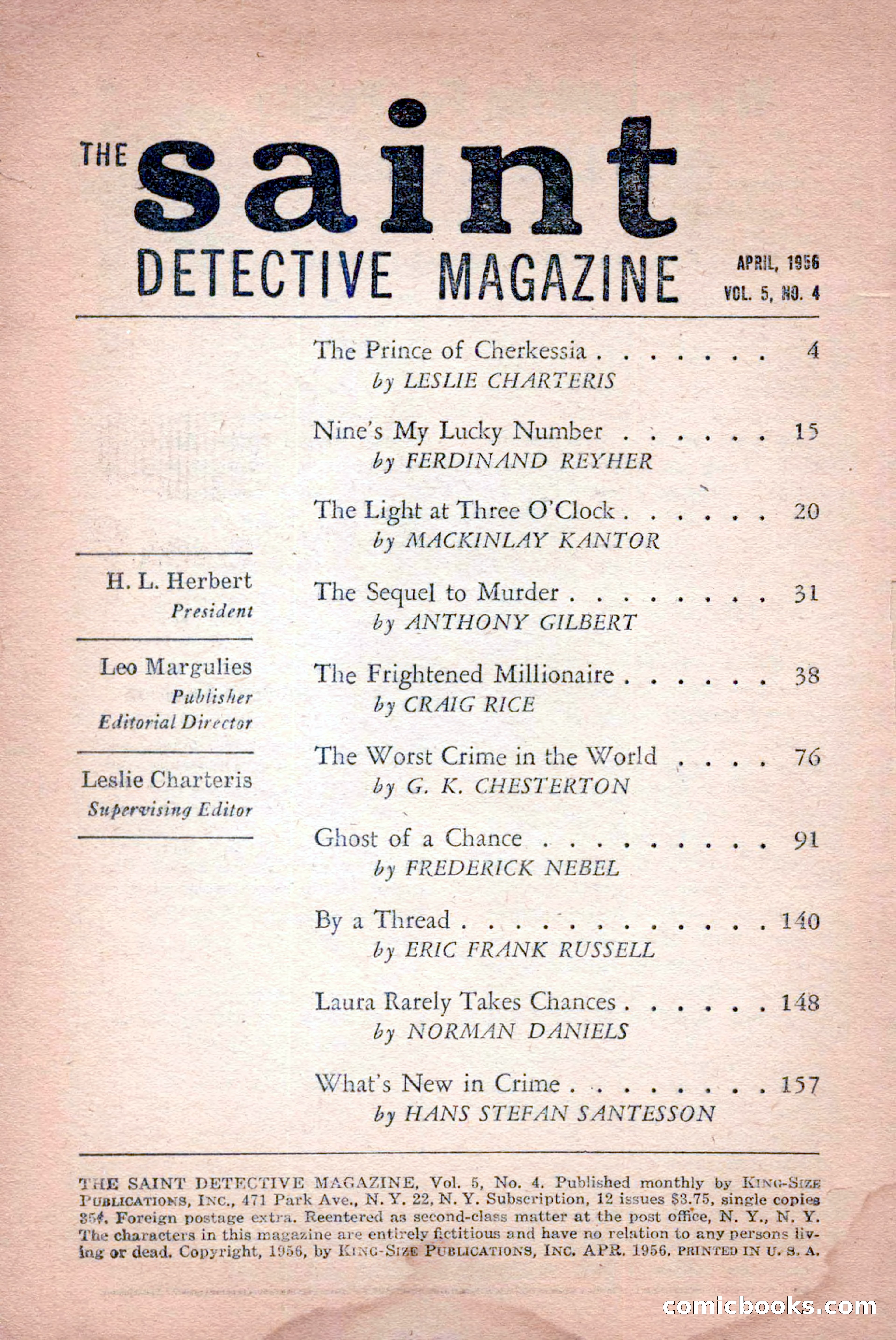 The Saint Detective Magazine, April 1956 — page 4 of 164
