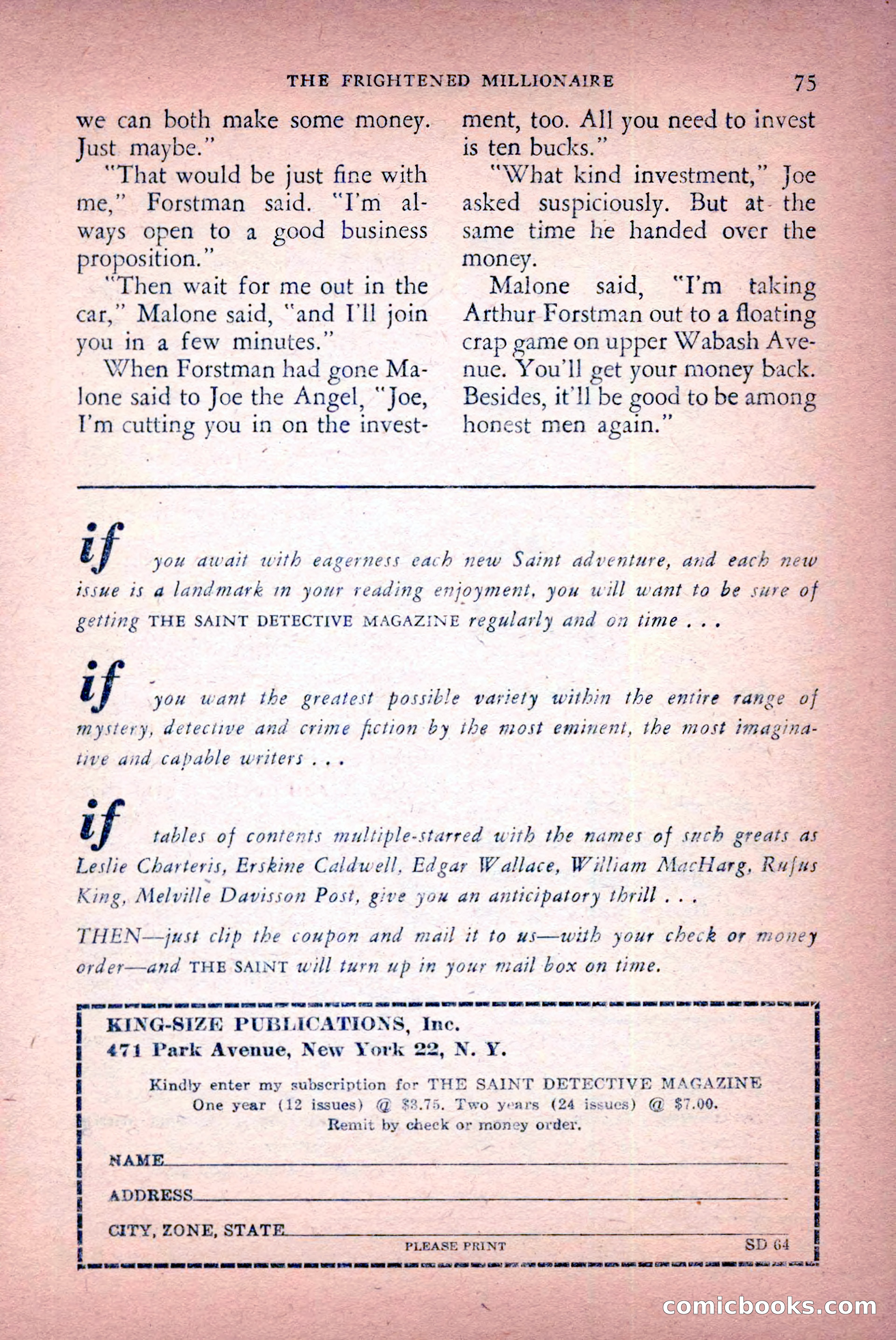 The Saint Detective Magazine, April 1956 — page 77 of 164