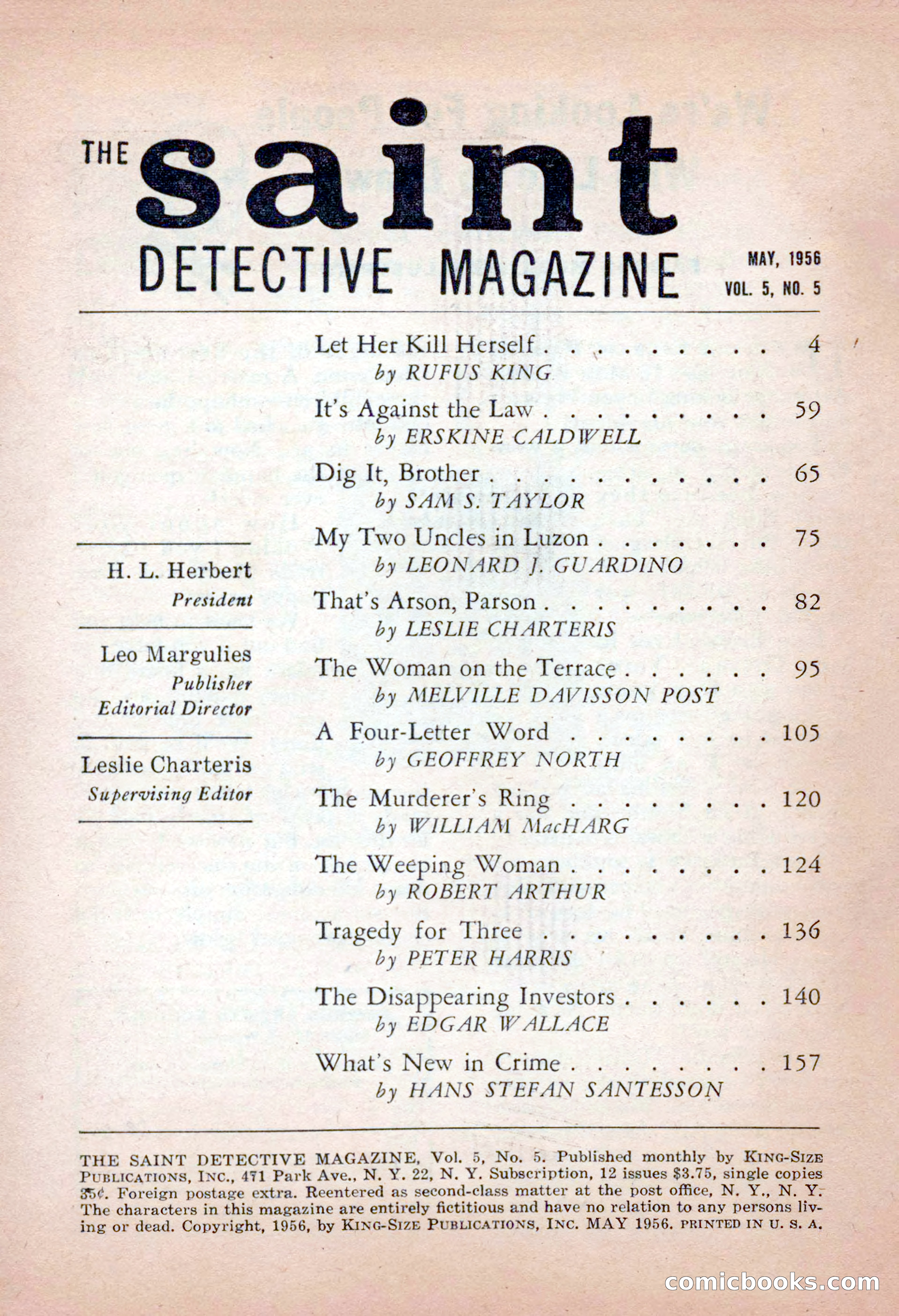 The Saint Detective Magazine, May 1956 — page 4 of 164