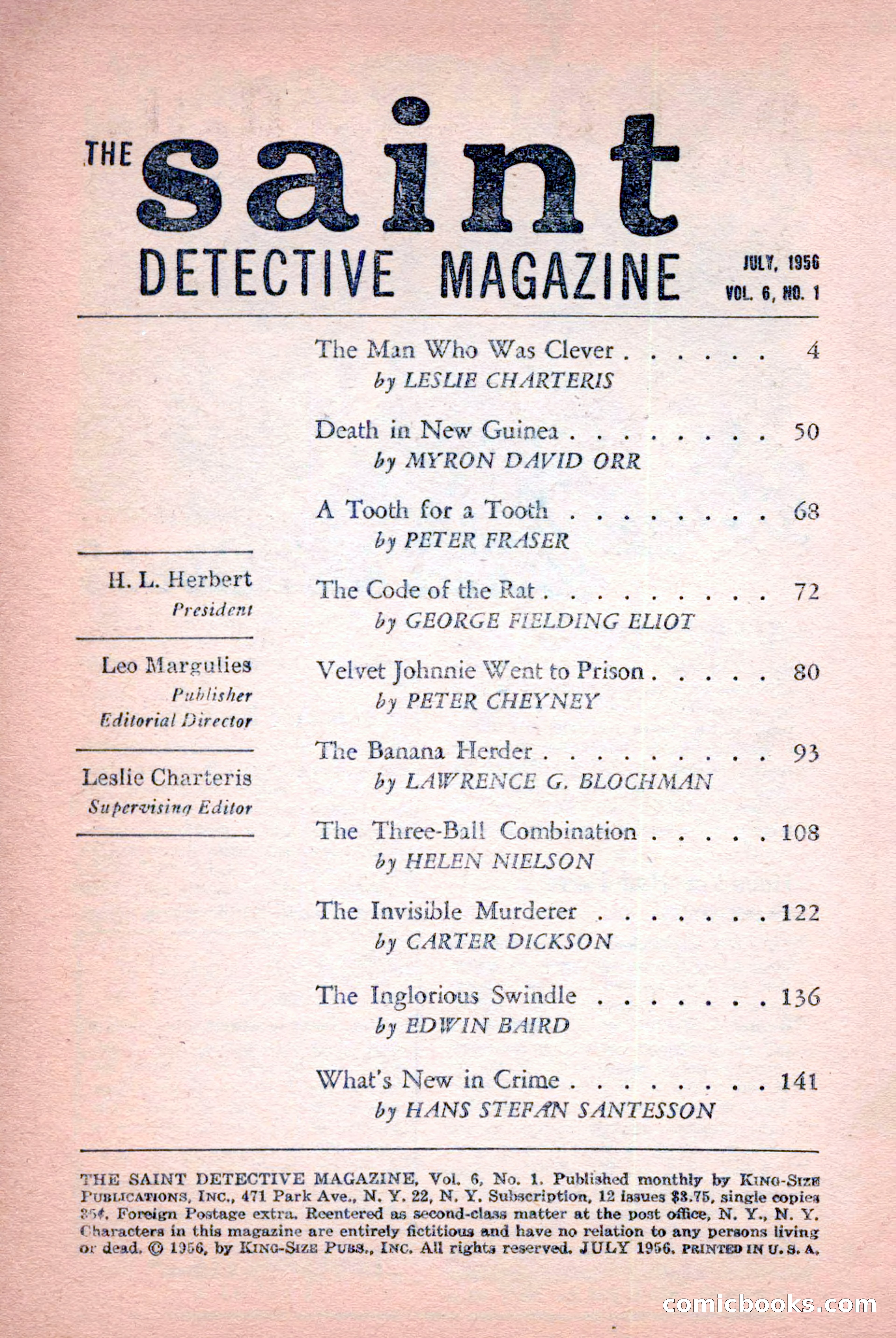 The Saint Detective Magazine, July 1956 — page 4 of 148