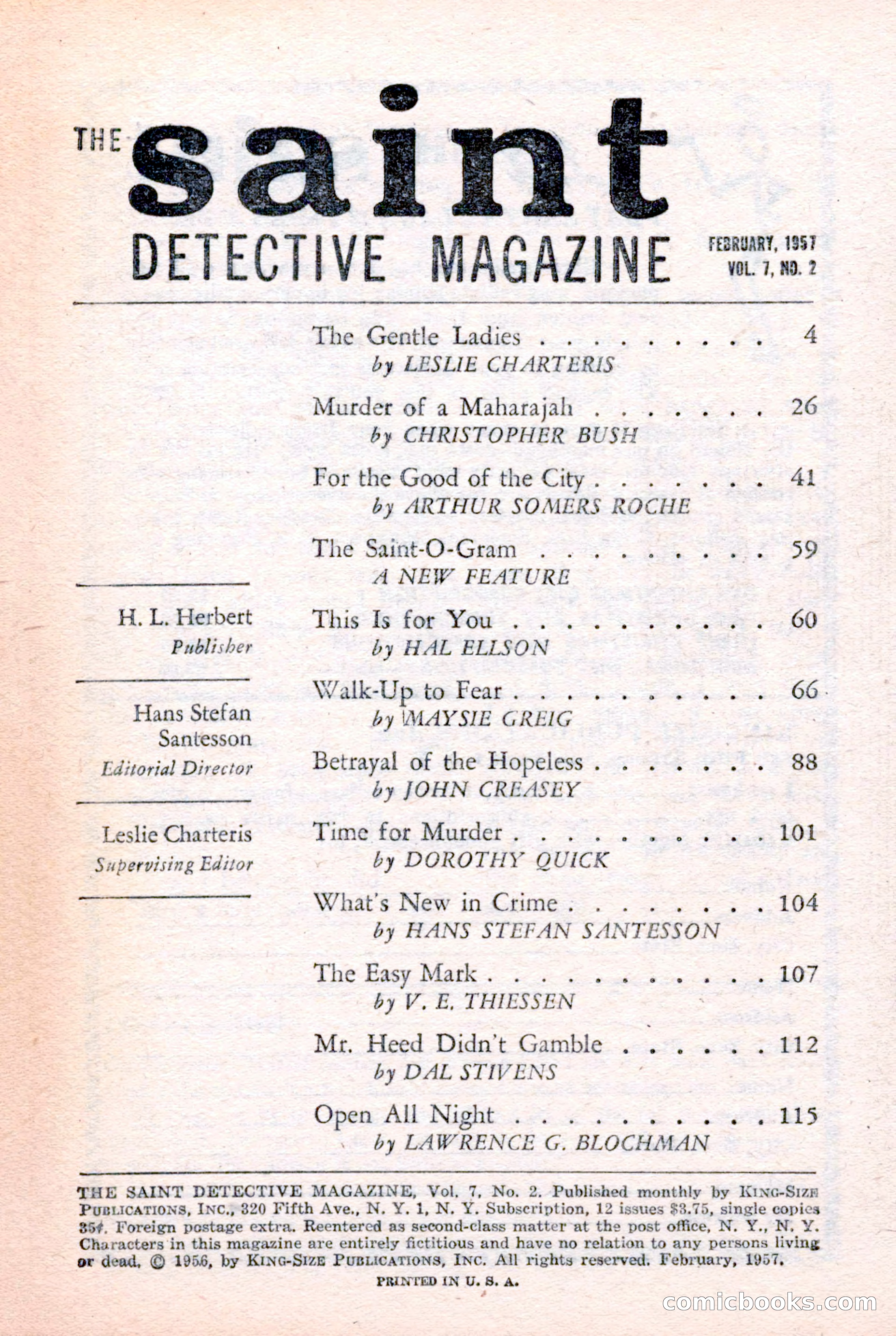 The Saint Detective Magazine, February 1957 — page 4 of 148