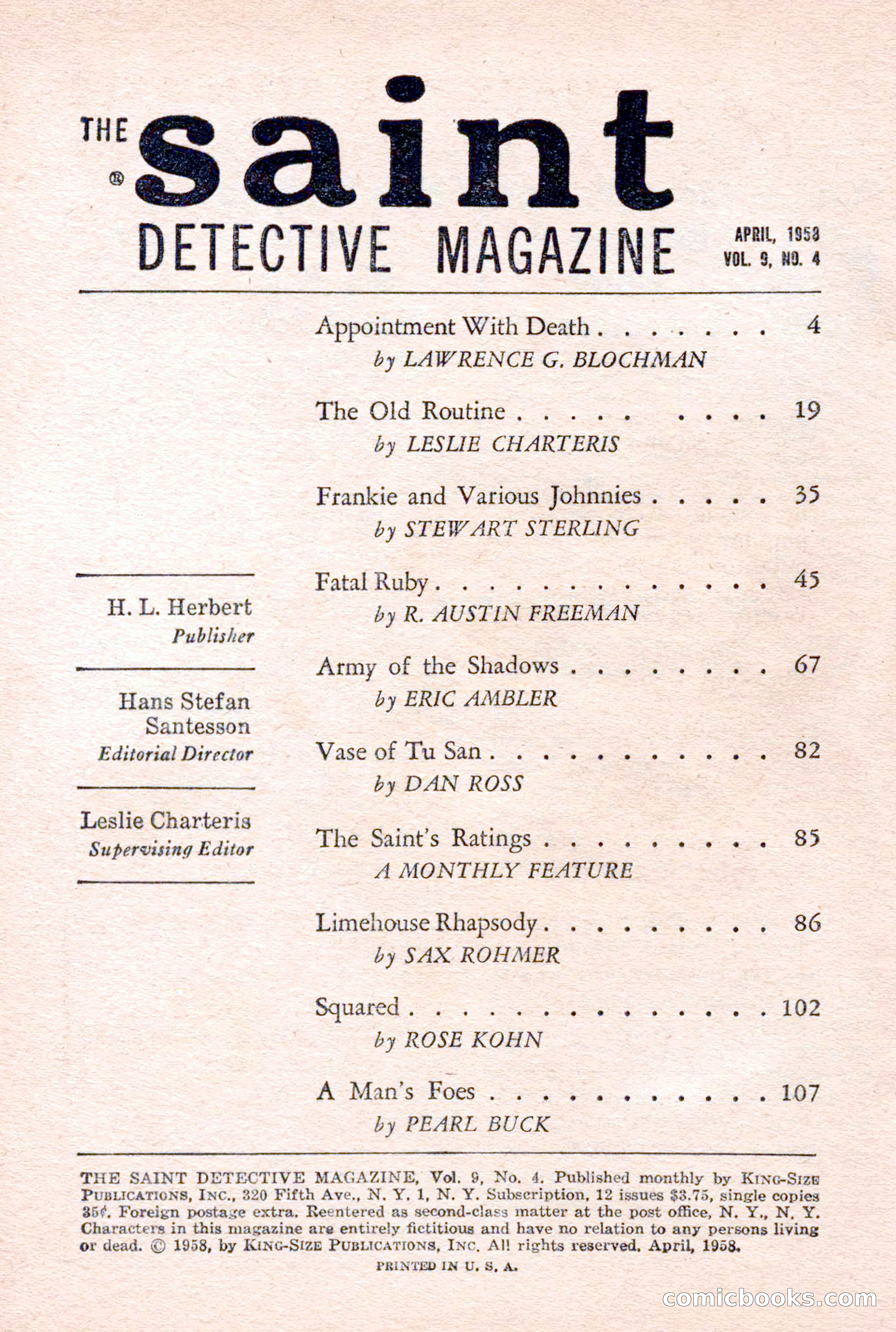 The Saint Detective Magazine, April 1958 — page 4 of 132