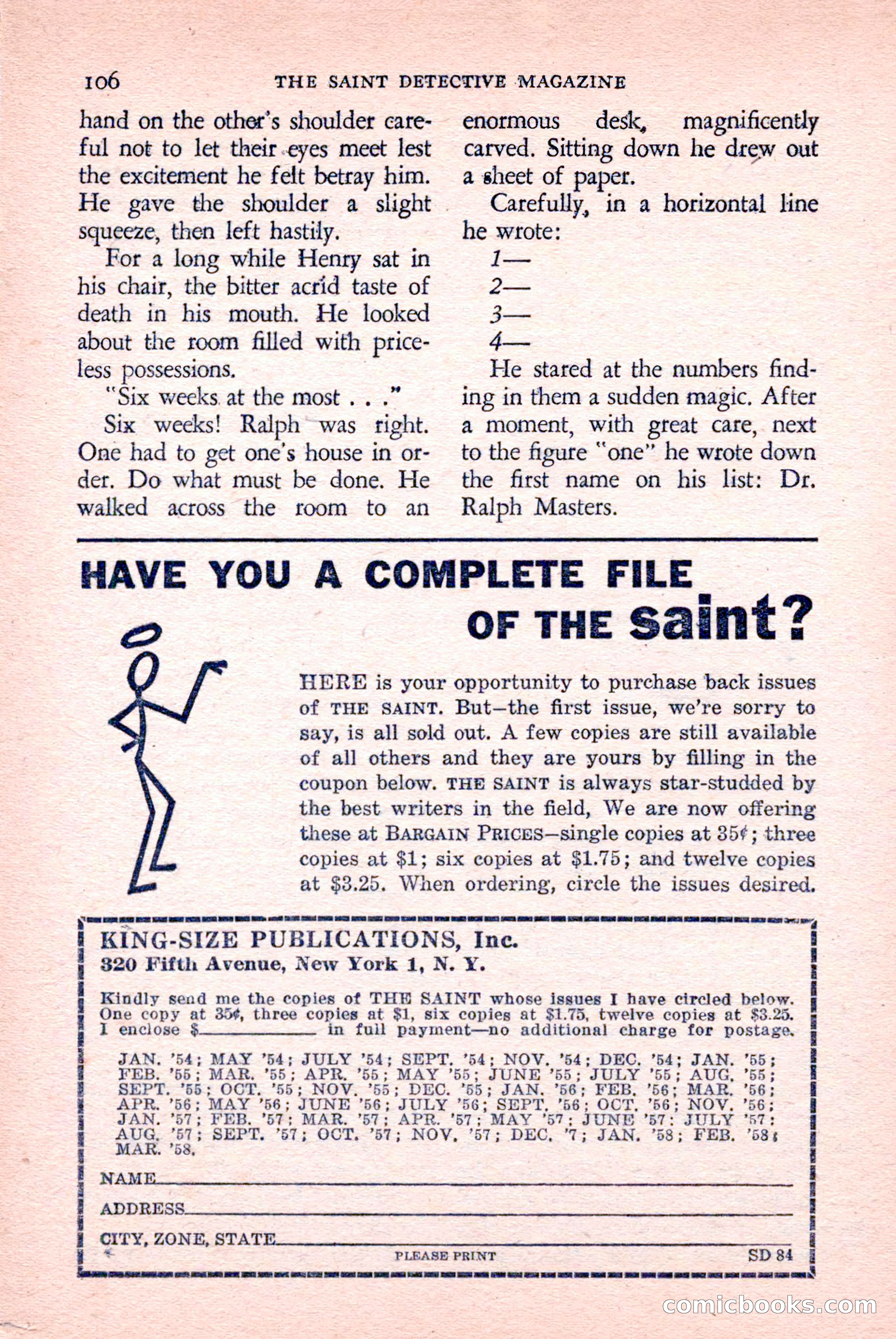 The Saint Detective Magazine, April 1958 — page 108 of 132