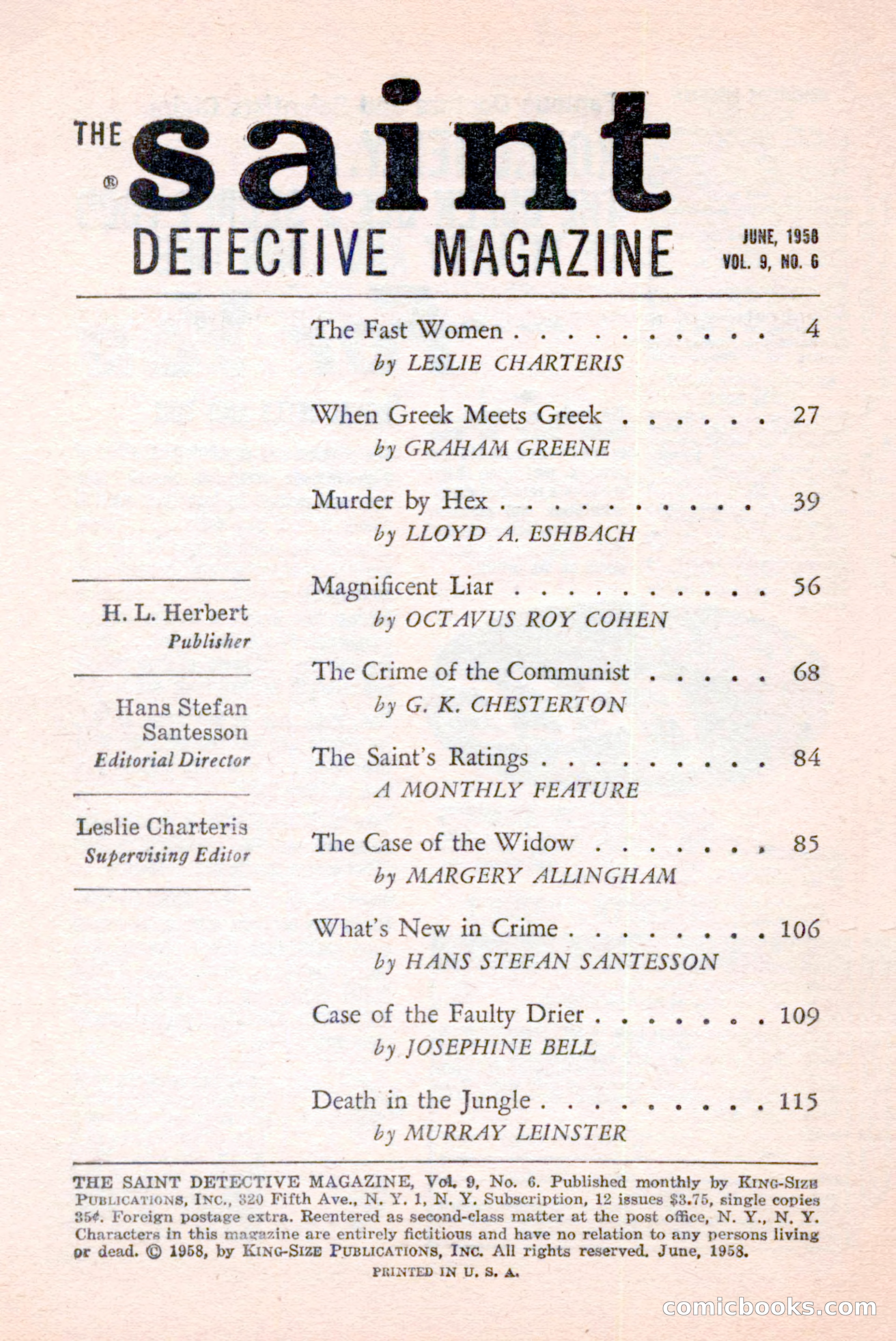 The Saint Detective Magazine, June 1958 — page 4 of 132
