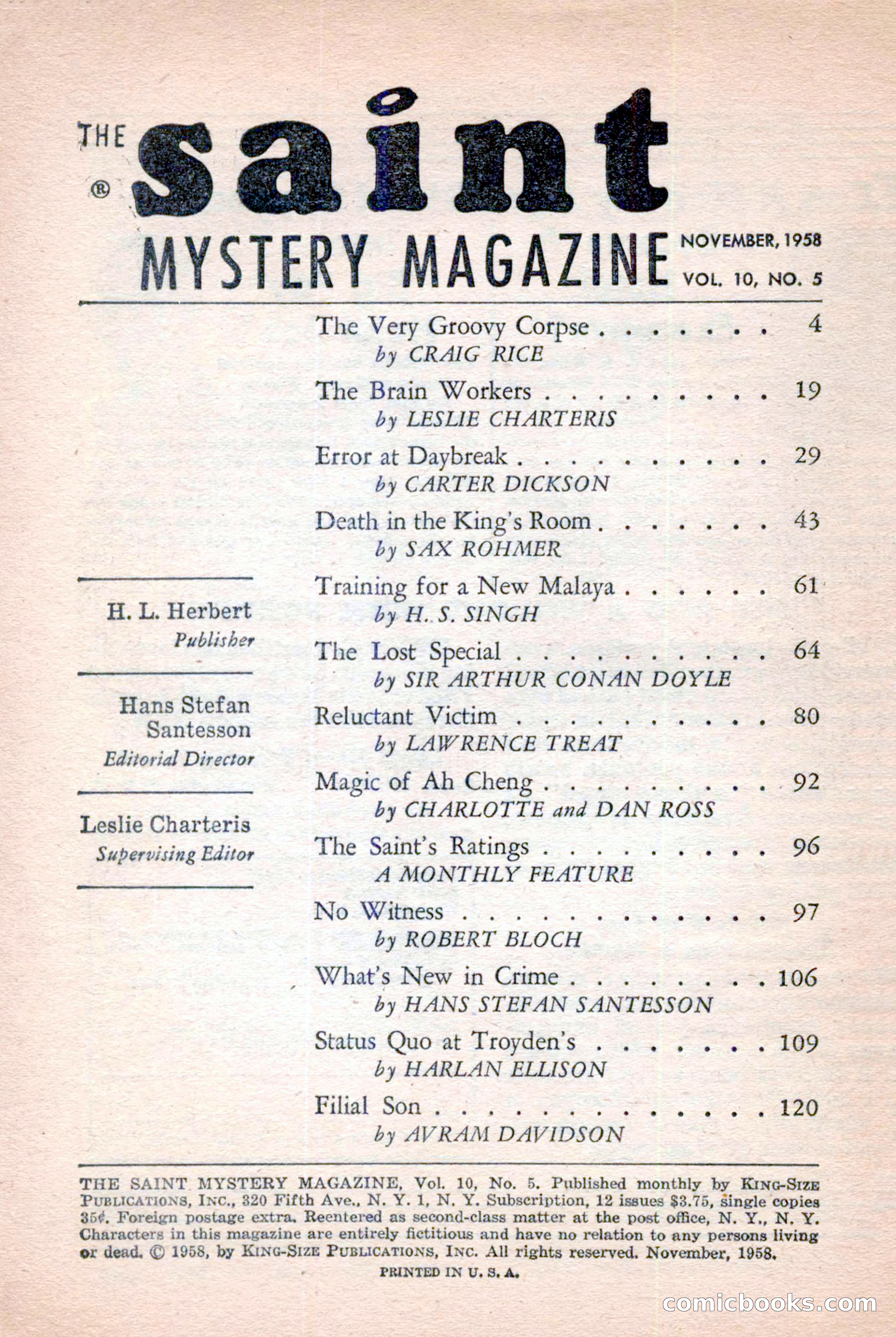 The Saint Mystery Magazine, November 1958 — page 4 of 132