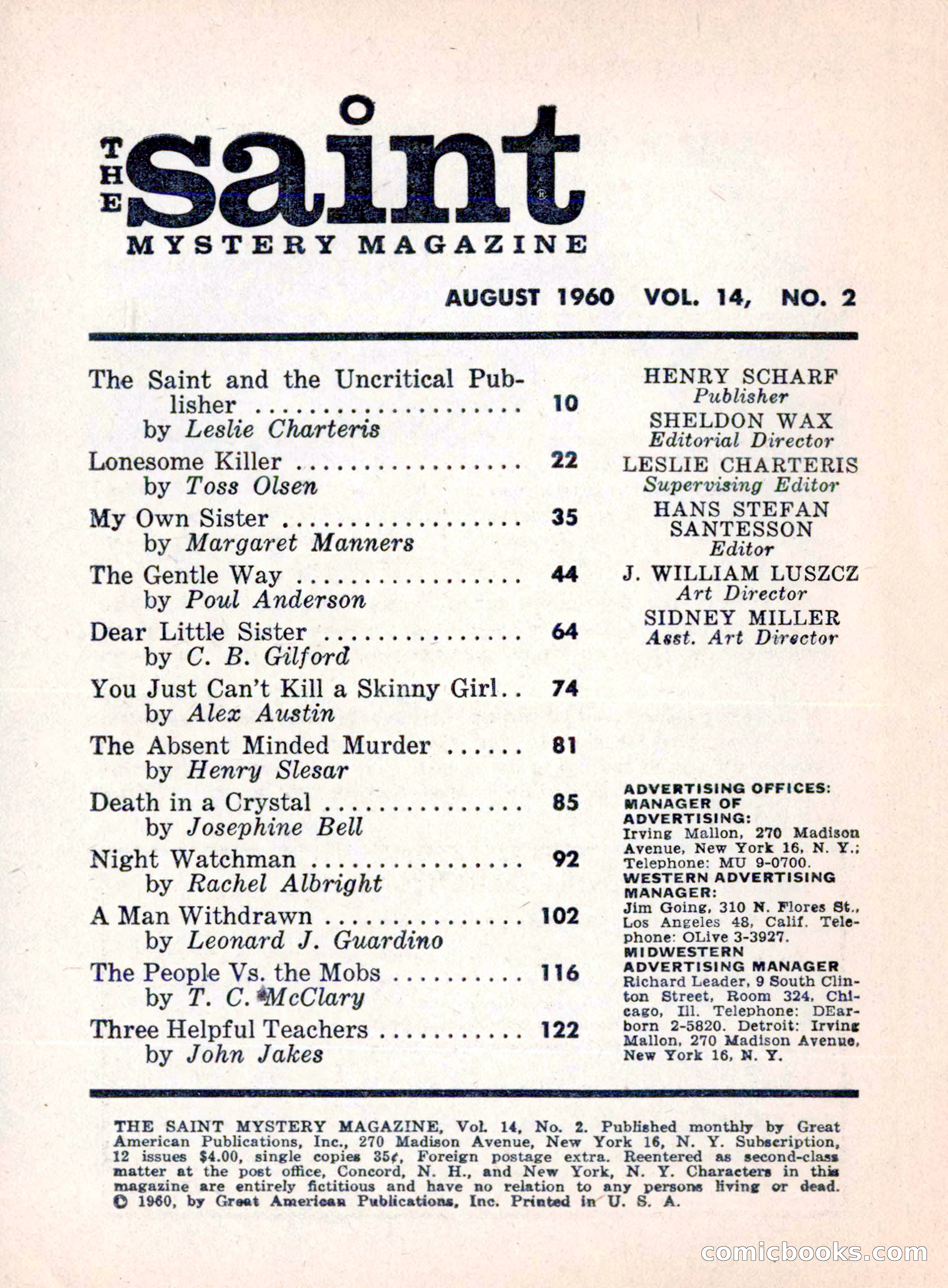 The Saint Mystery Magazine, August 1960 — page 4 of 132