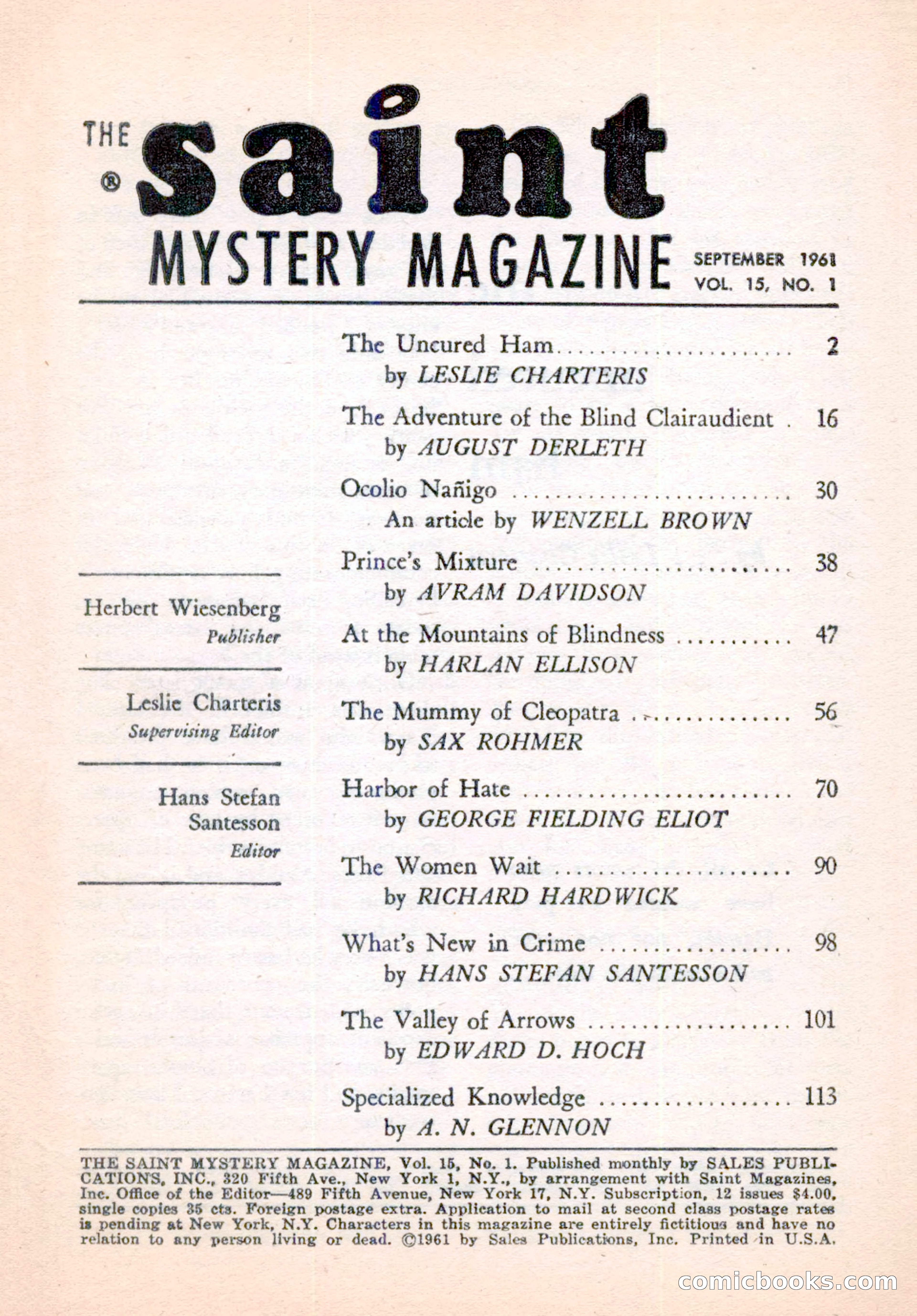 The Saint Mystery Magazine, September 1961 — page 3 of 132