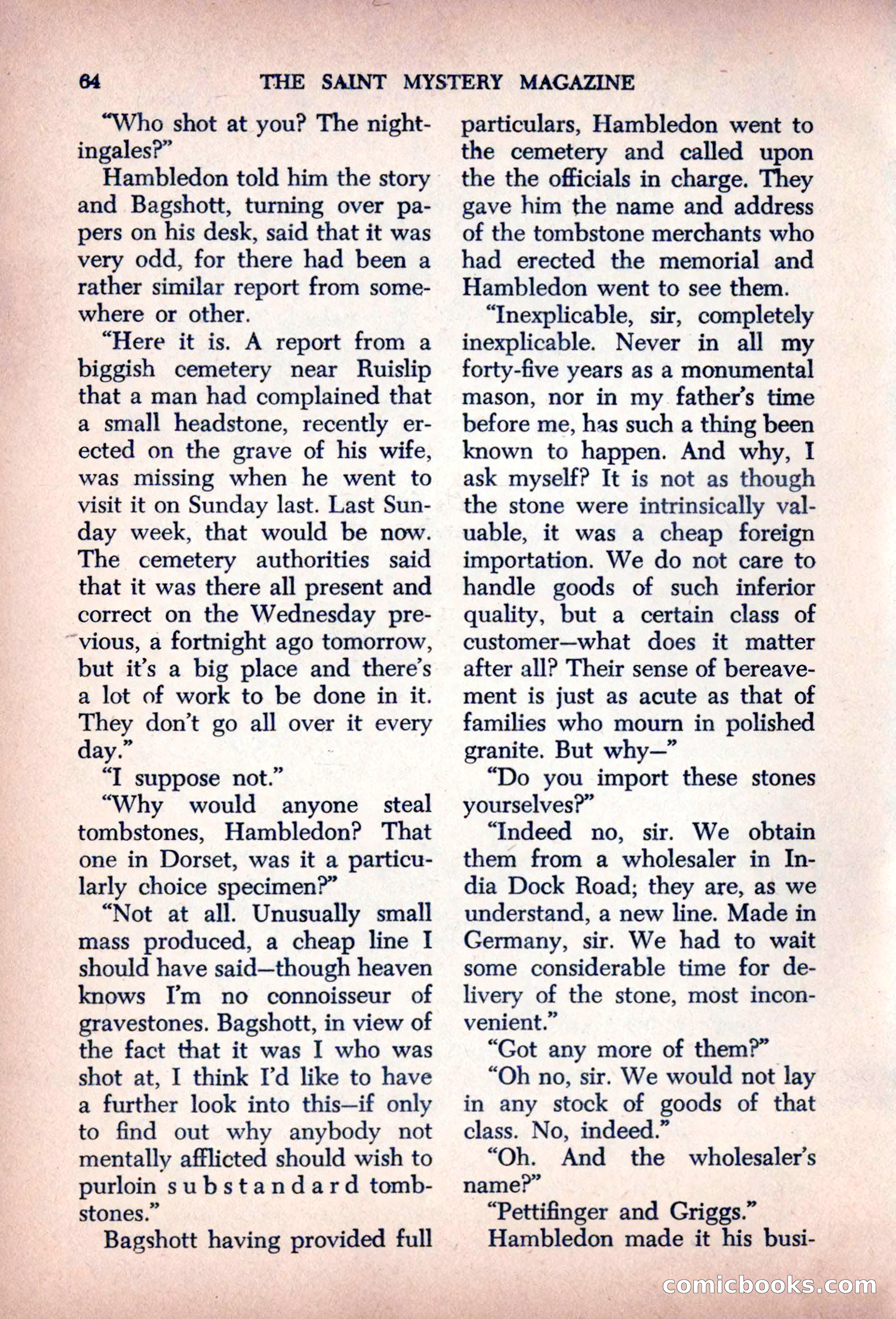 The Saint Mystery Magazine, August 1963 — page 66 of 132
