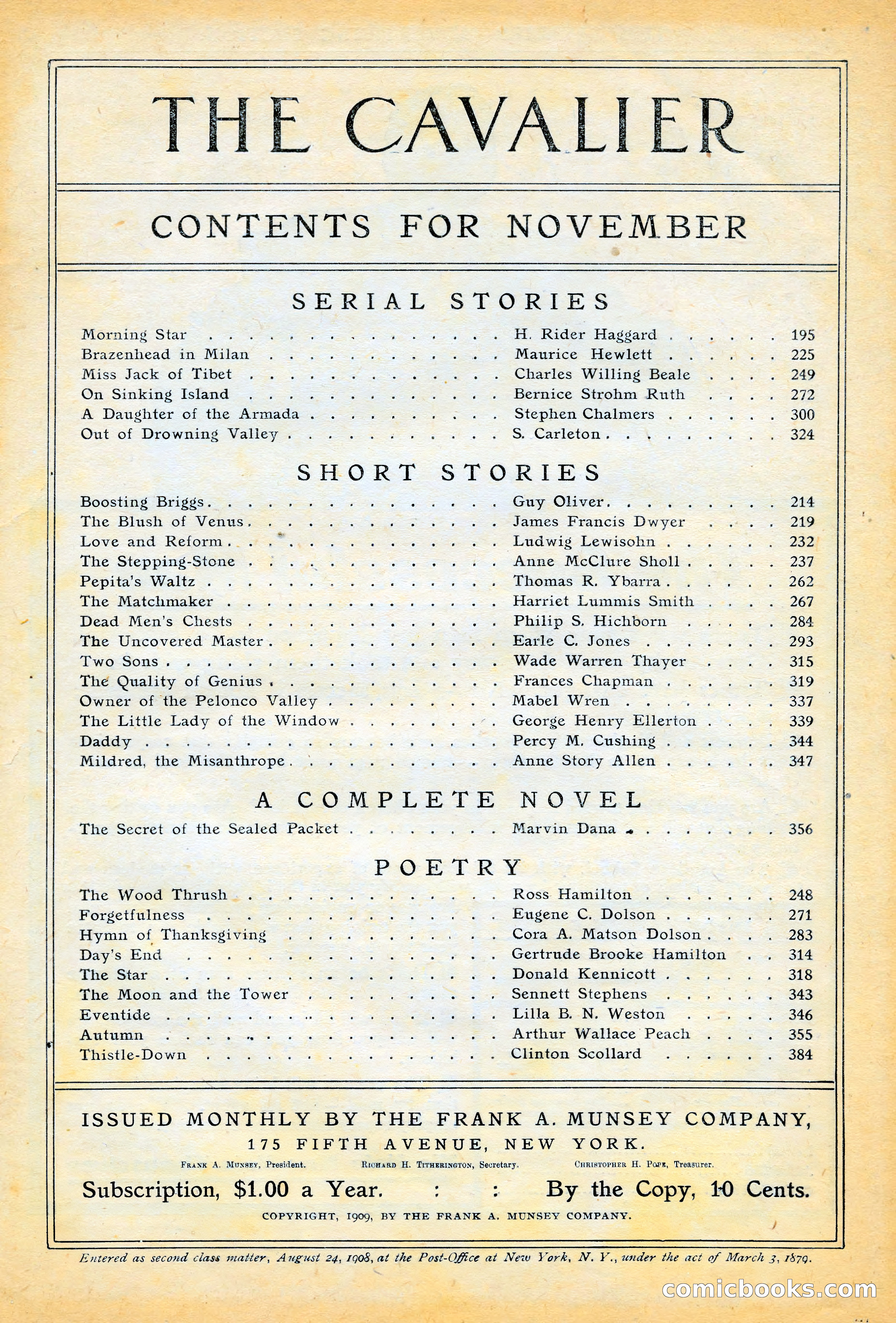 The Cavalier, November 1909 — page 3 of 209