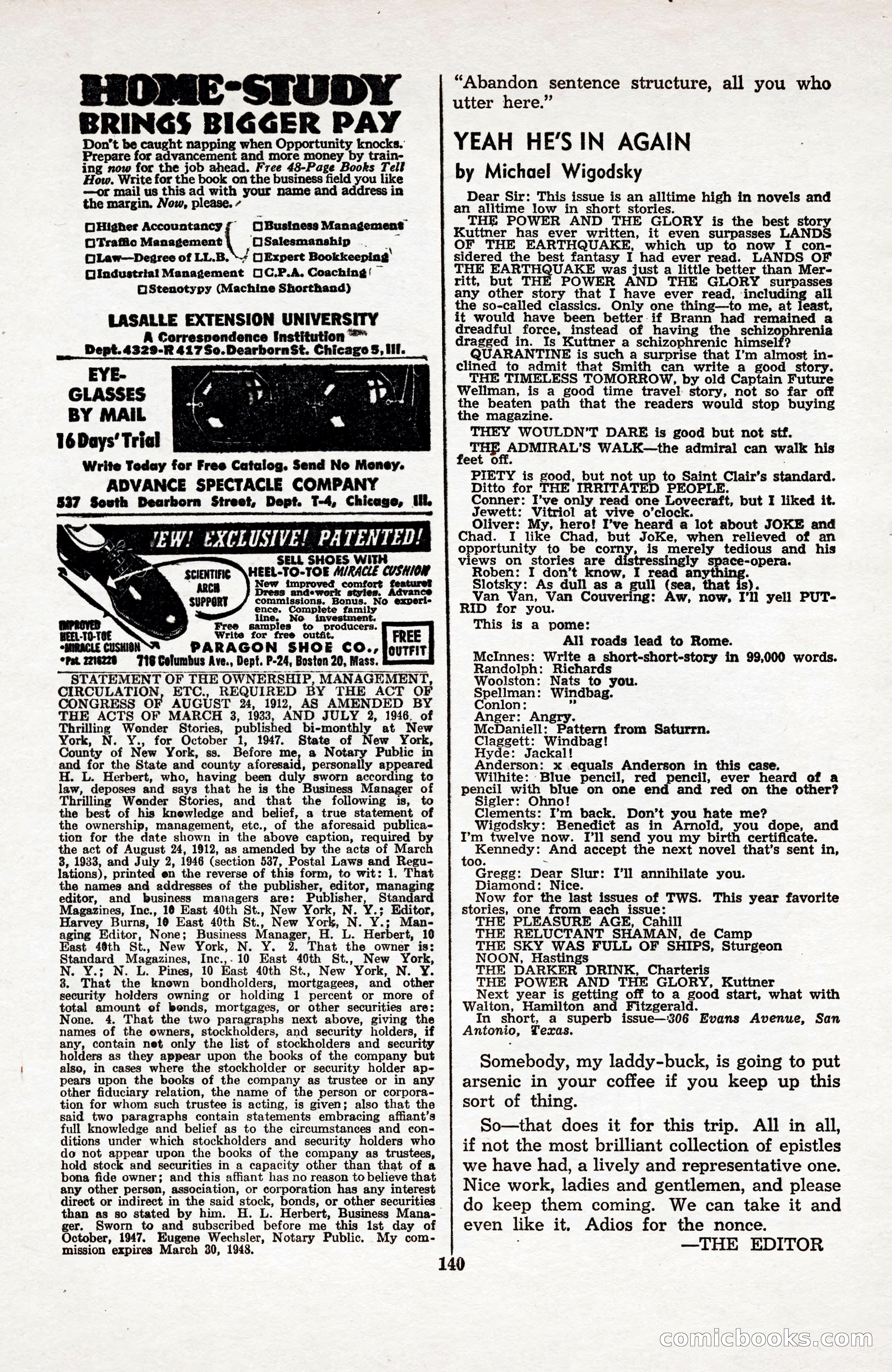 Thrilling Wonder Stories, April 1948 — page 141 of 149