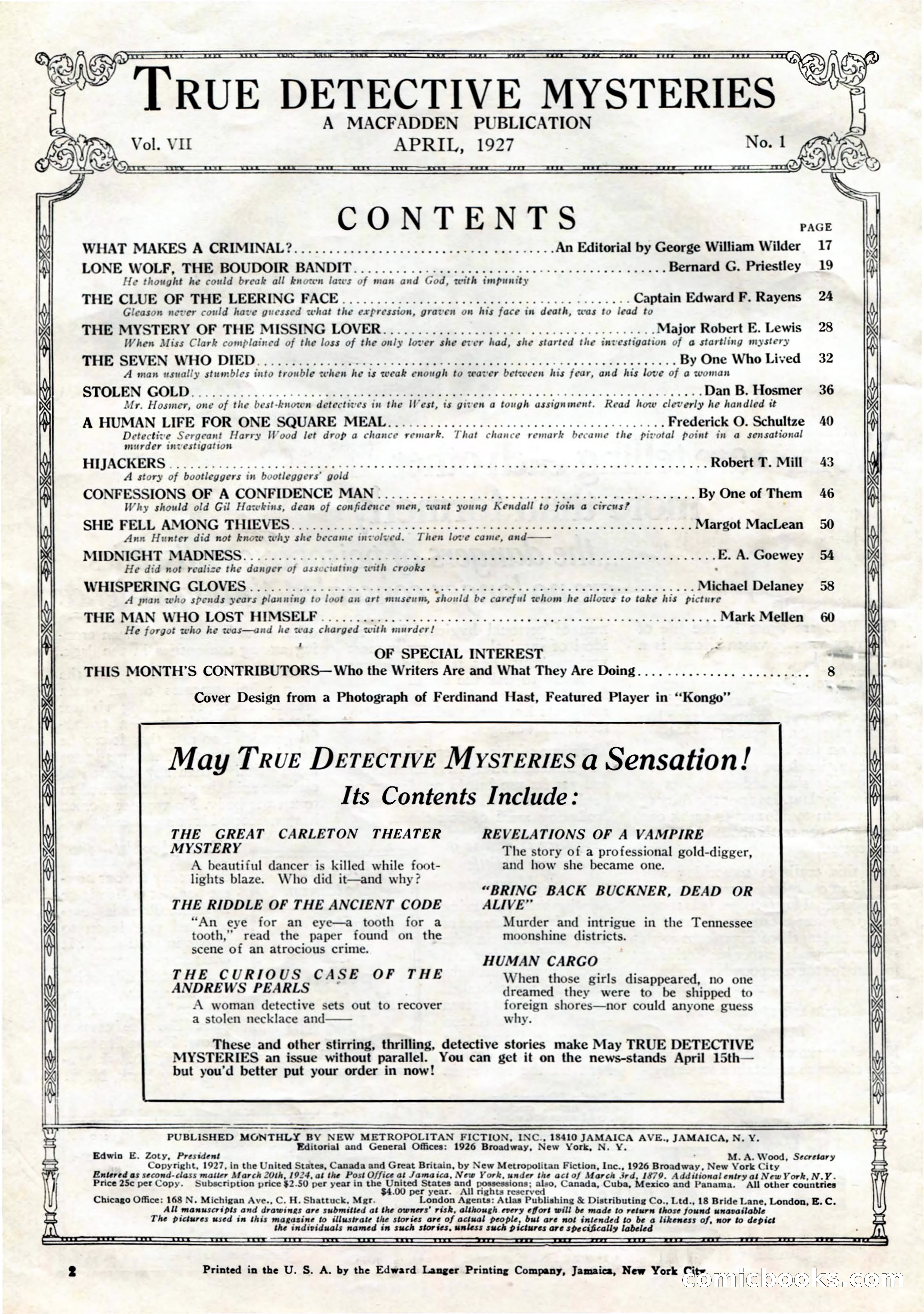 True Detective Mysteries, April 1927 — page 4 of 124