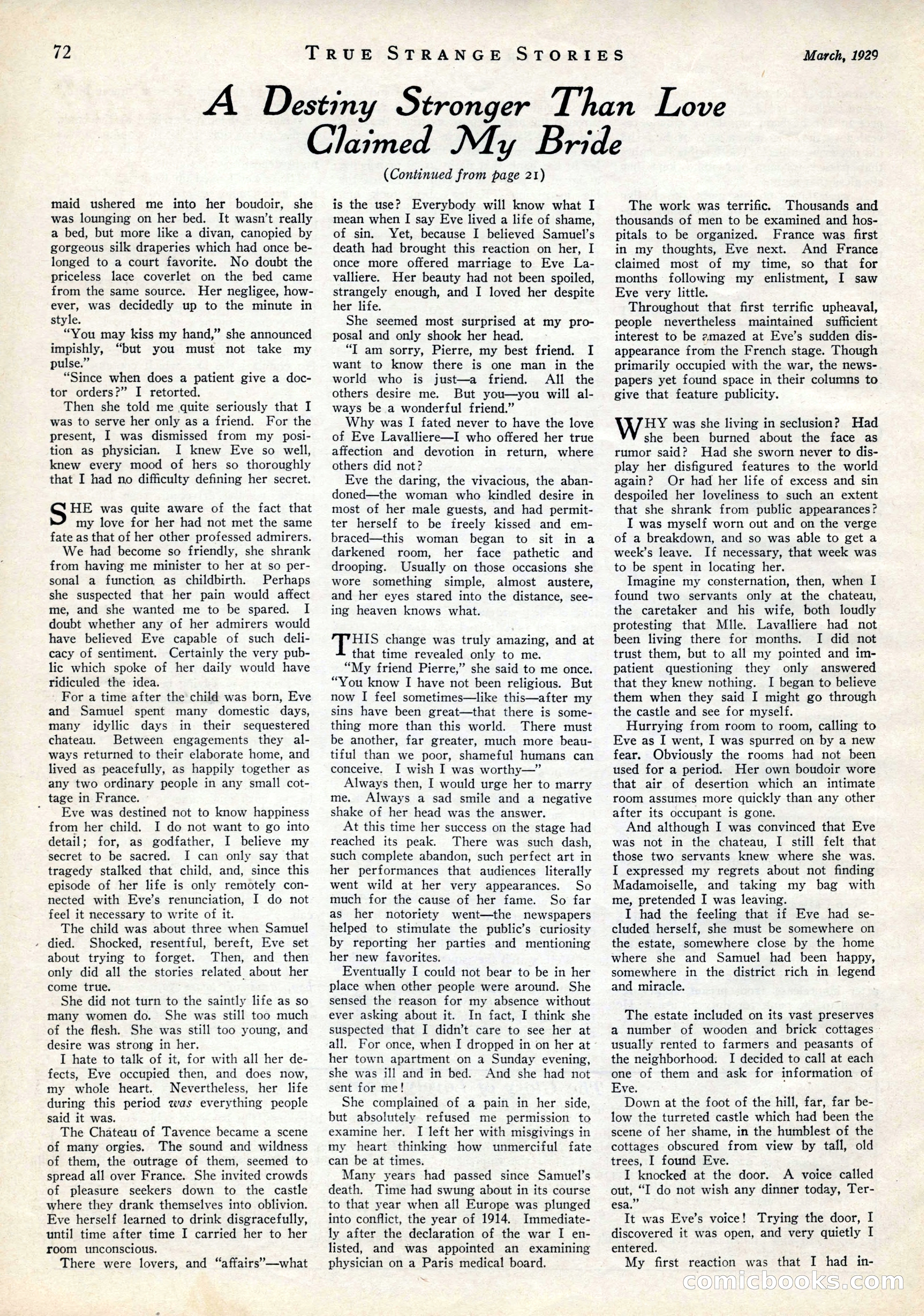 True Strange Stories, March 1929 — page 74 of 100
