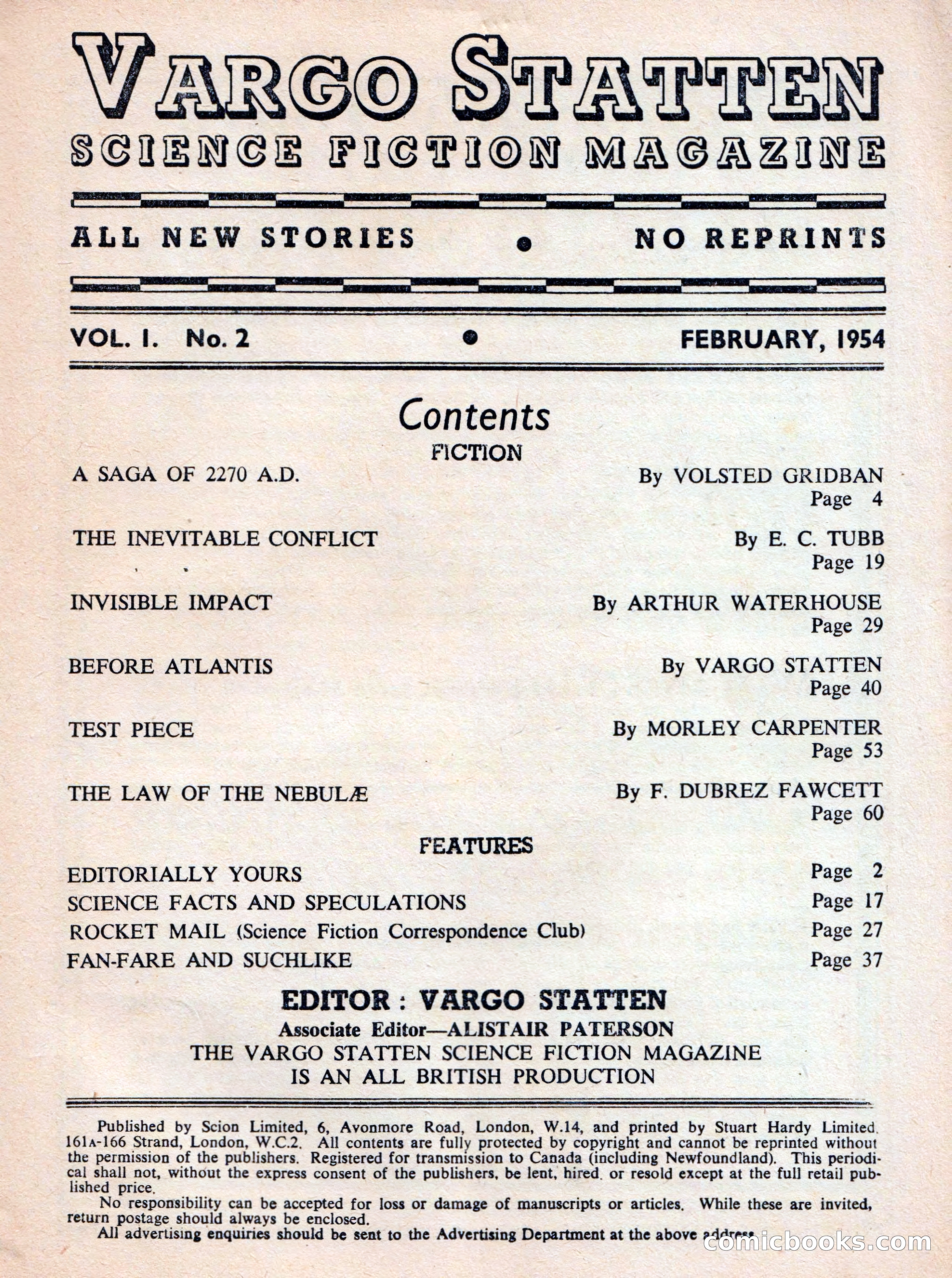 Vargo Statten Science Fiction Magazine — page 3 of 68