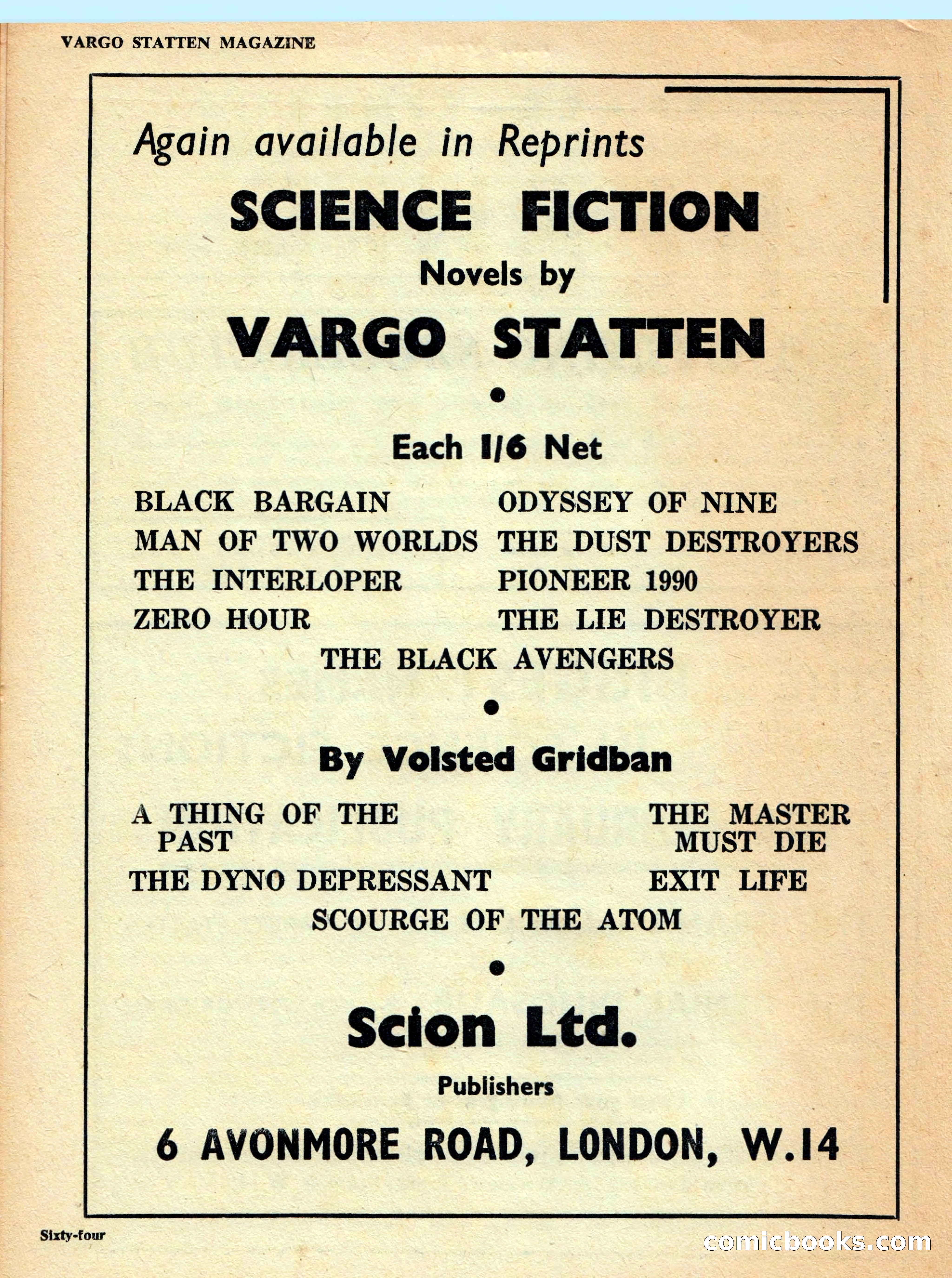 Vargo Statten Science Fiction Magazine — page 66 of 68