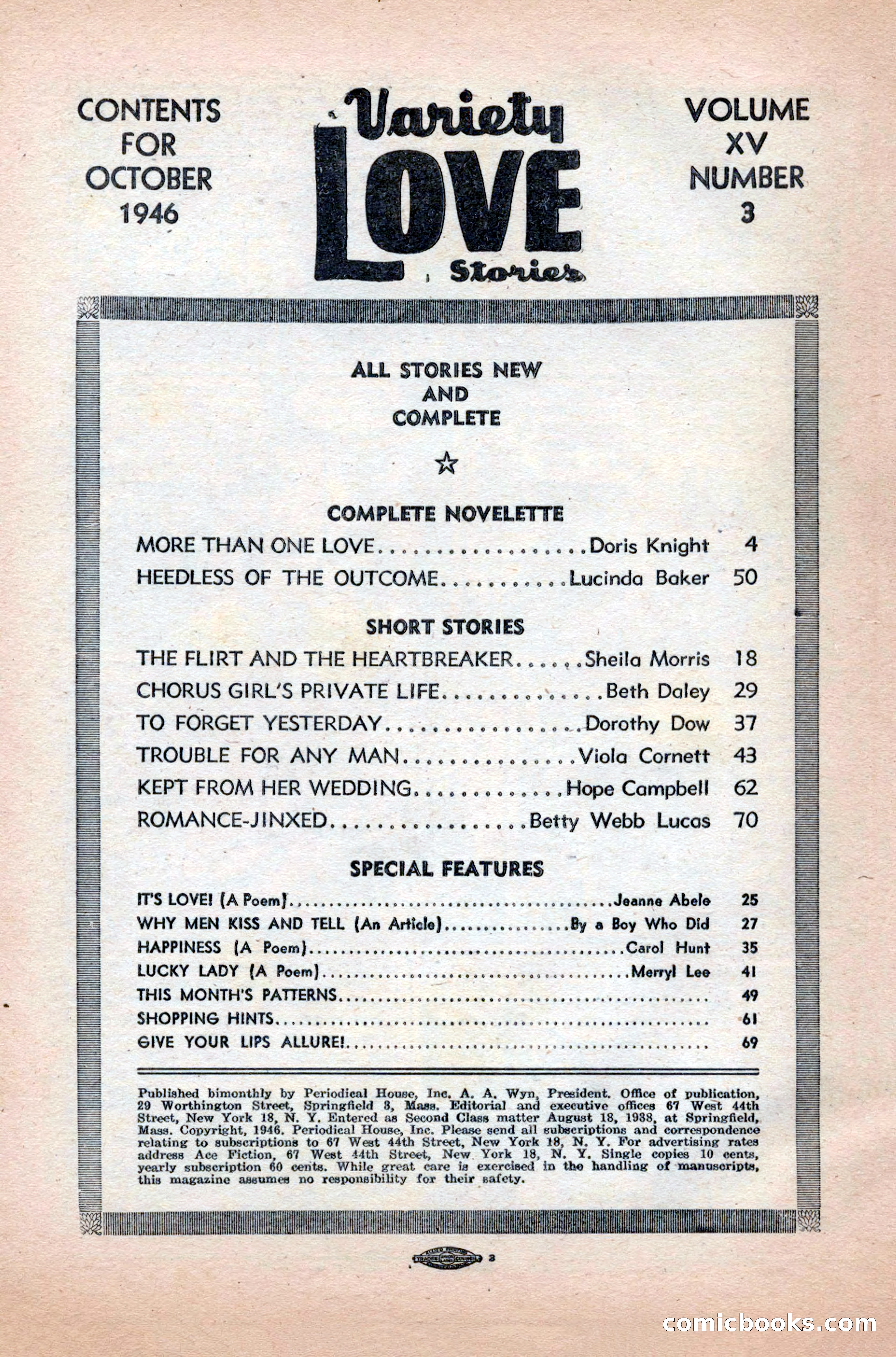 Variety Love Stories, October 1946 — page 4 of 84