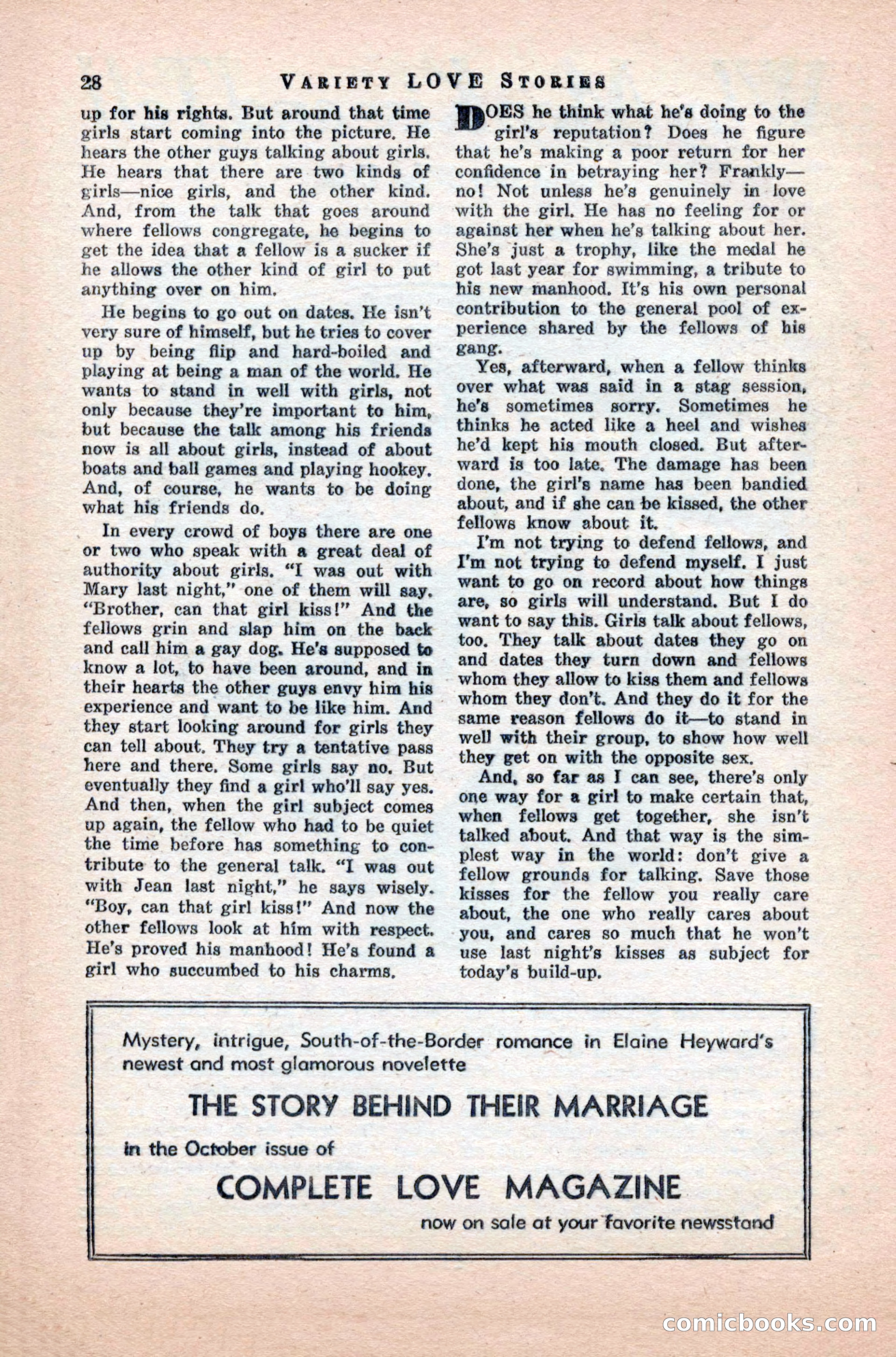 Variety Love Stories, October 1946 — page 30 of 84