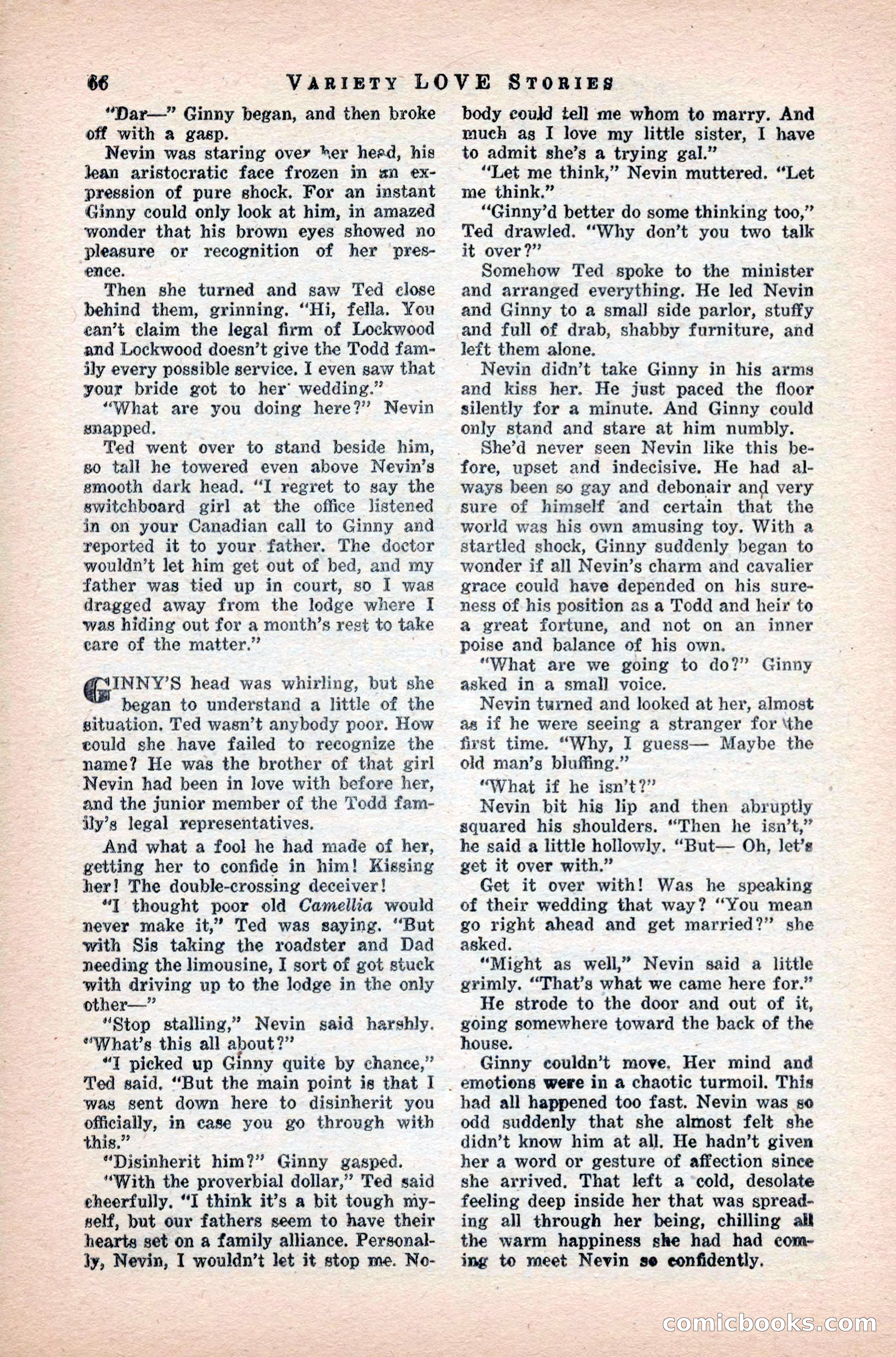 Variety Love Stories, October 1946 — page 68 of 84