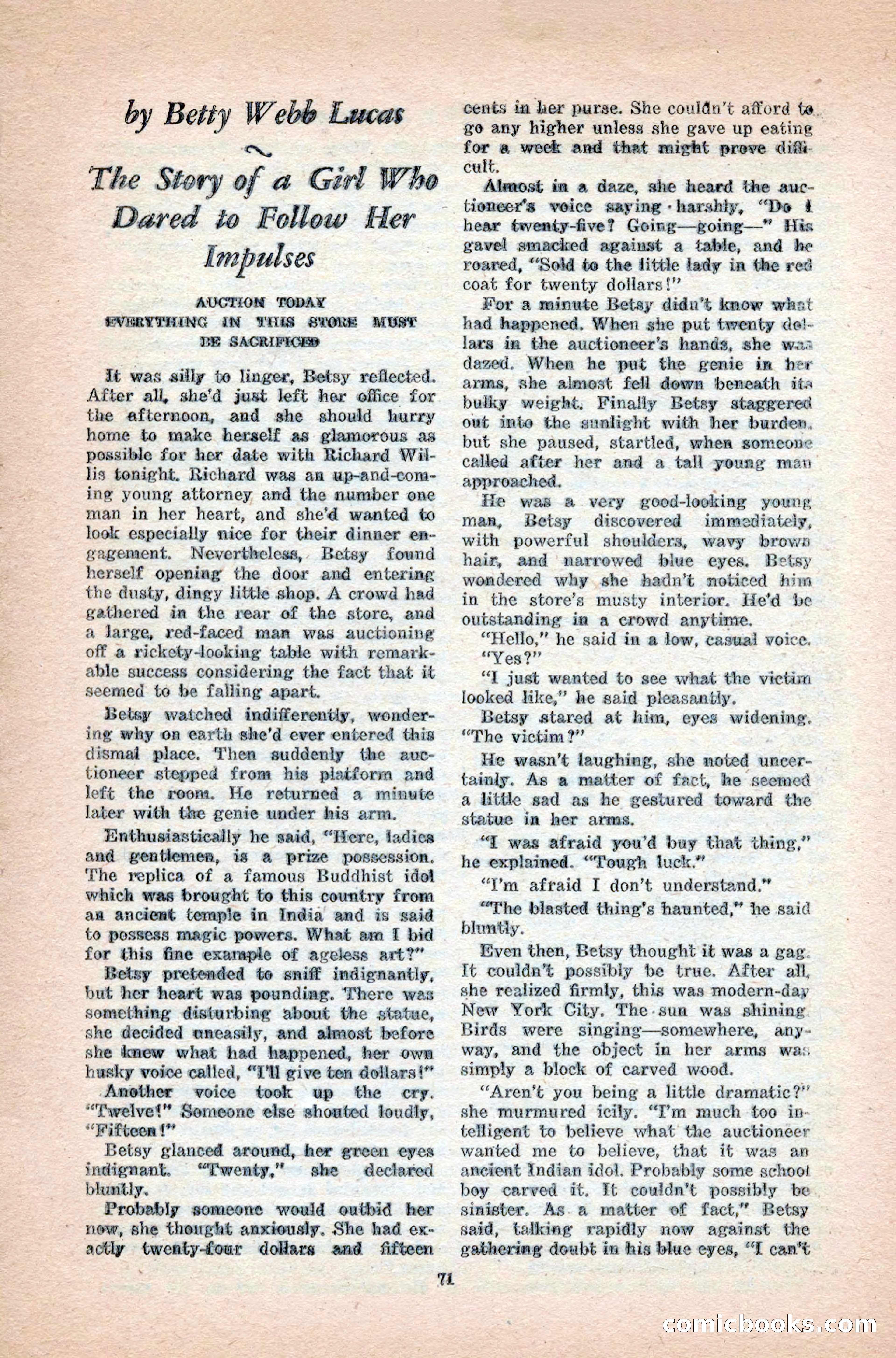 Variety Love Stories, October 1946 — page 73 of 84