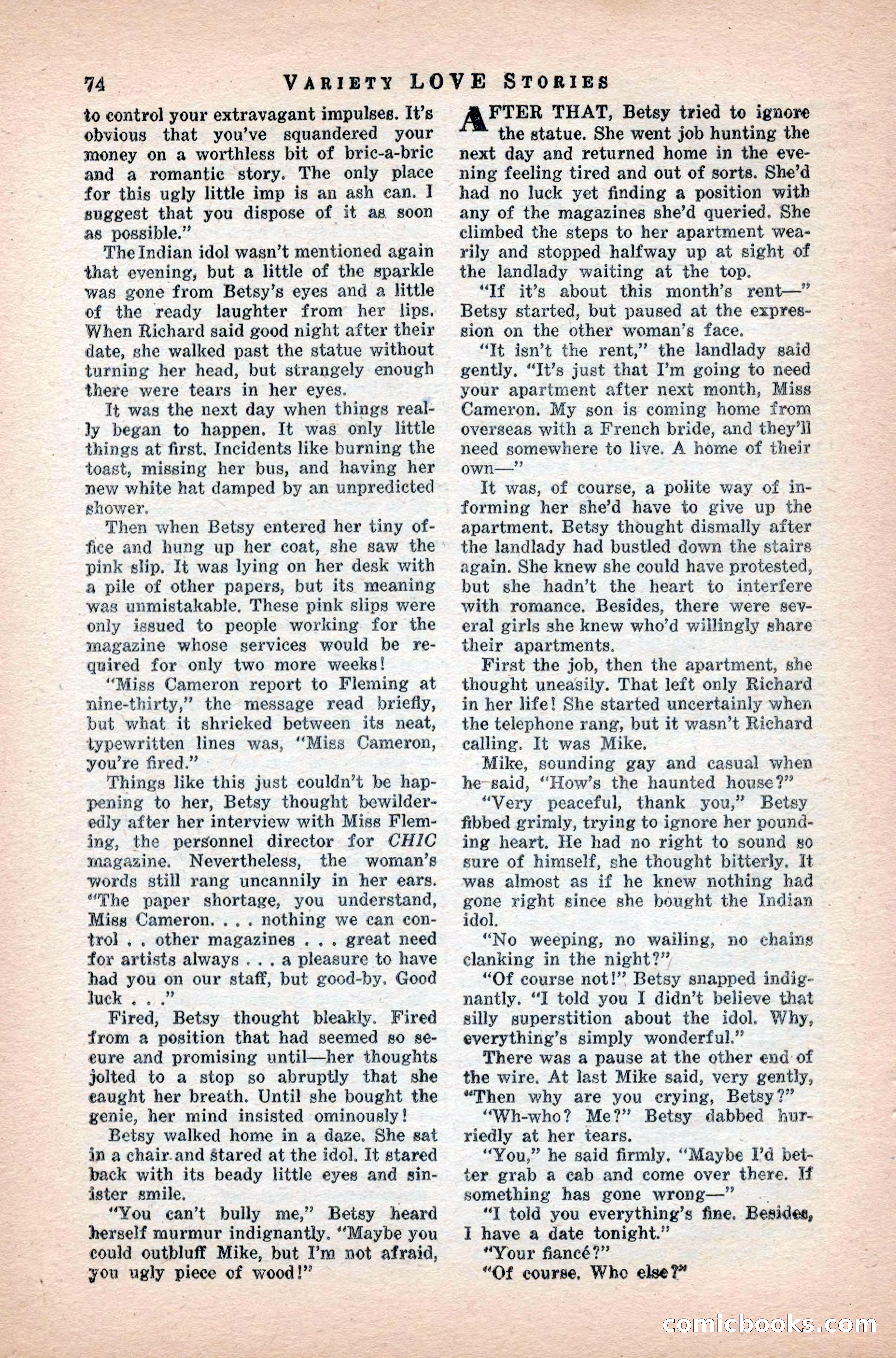 Variety Love Stories, October 1946 — page 76 of 84