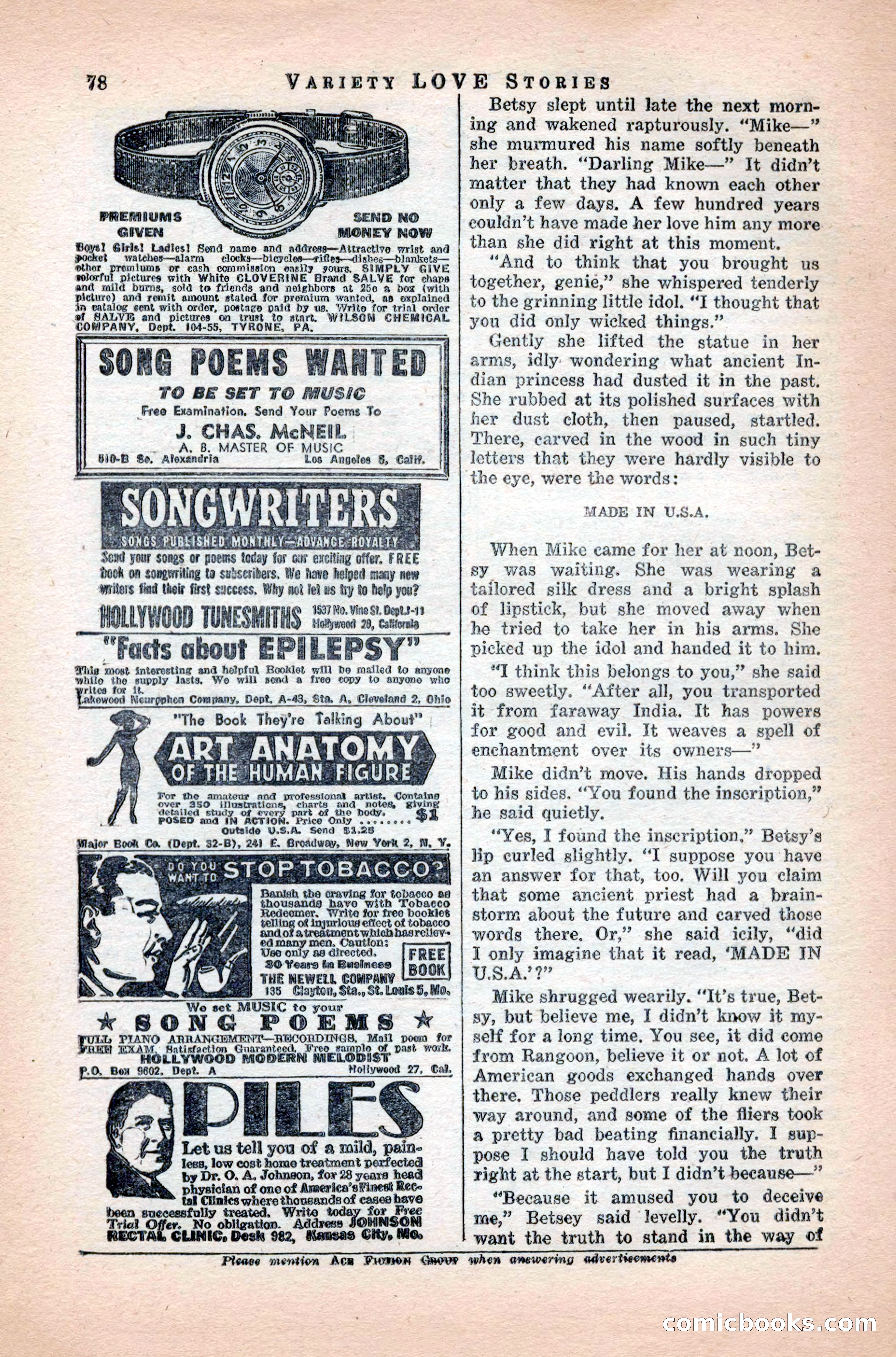 Variety Love Stories, October 1946 — page 80 of 84