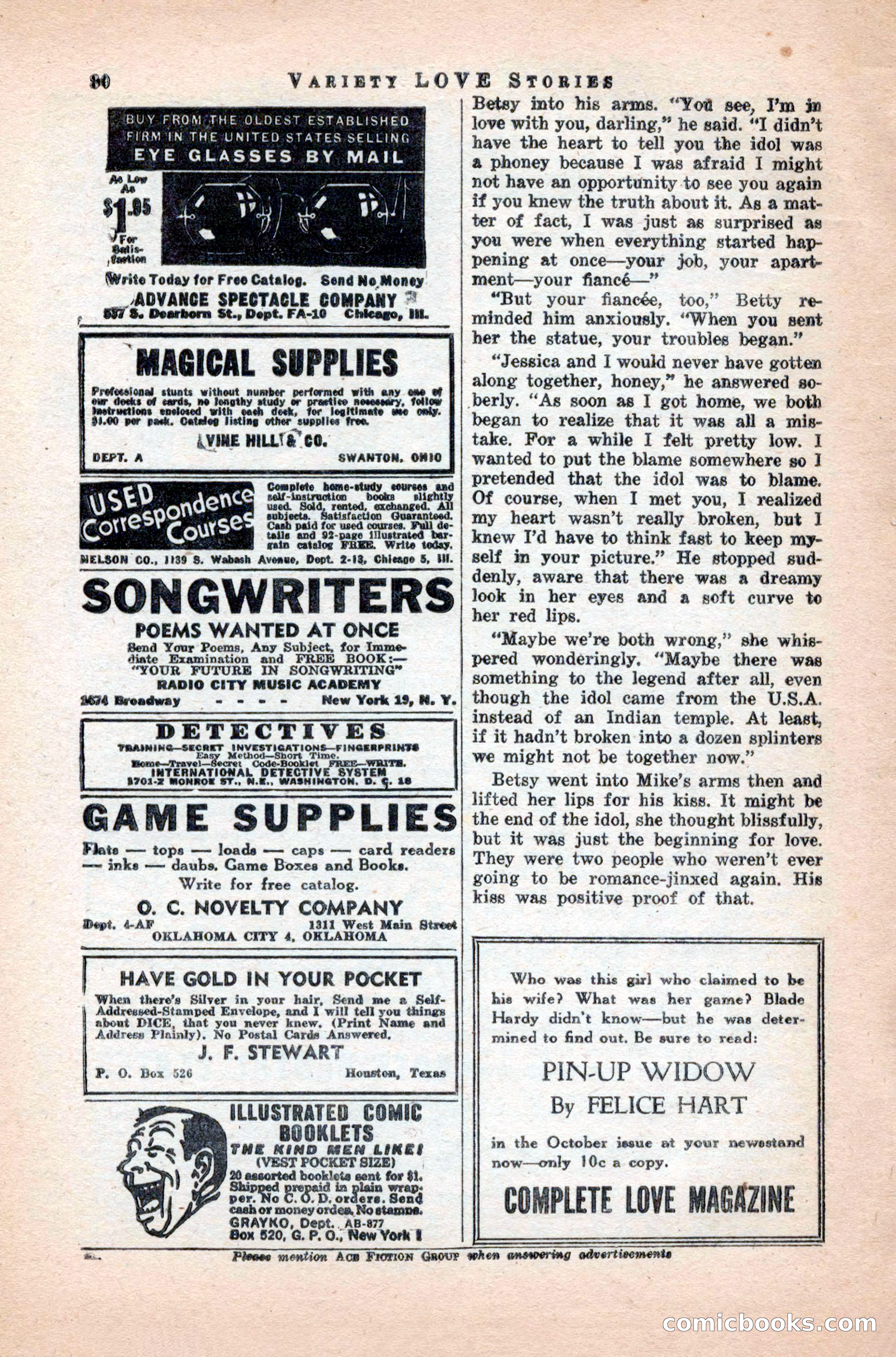 Variety Love Stories, October 1946 — page 82 of 84