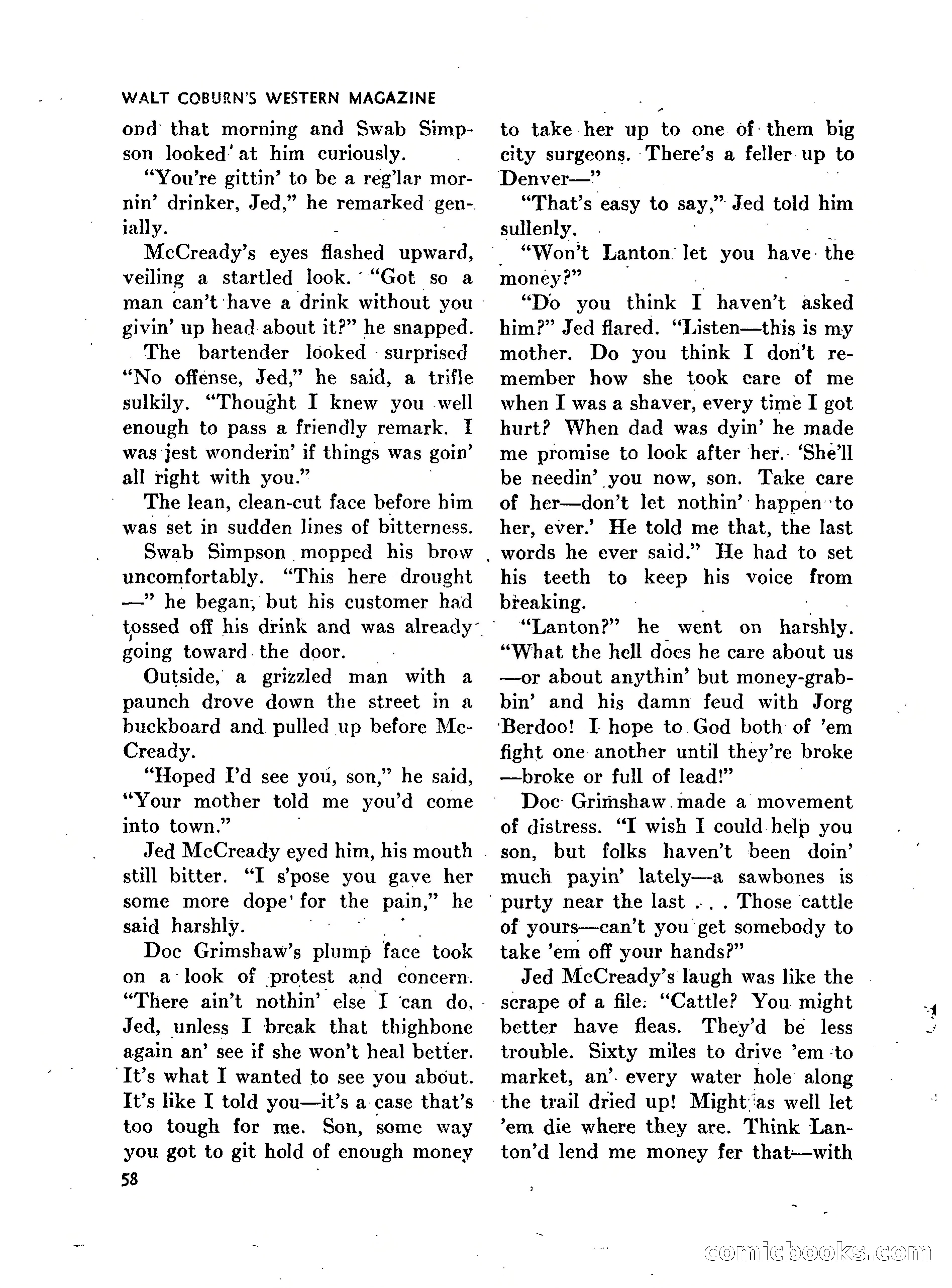 Walt Coburn's Western Magazine, March 1951 — page 58 of 116