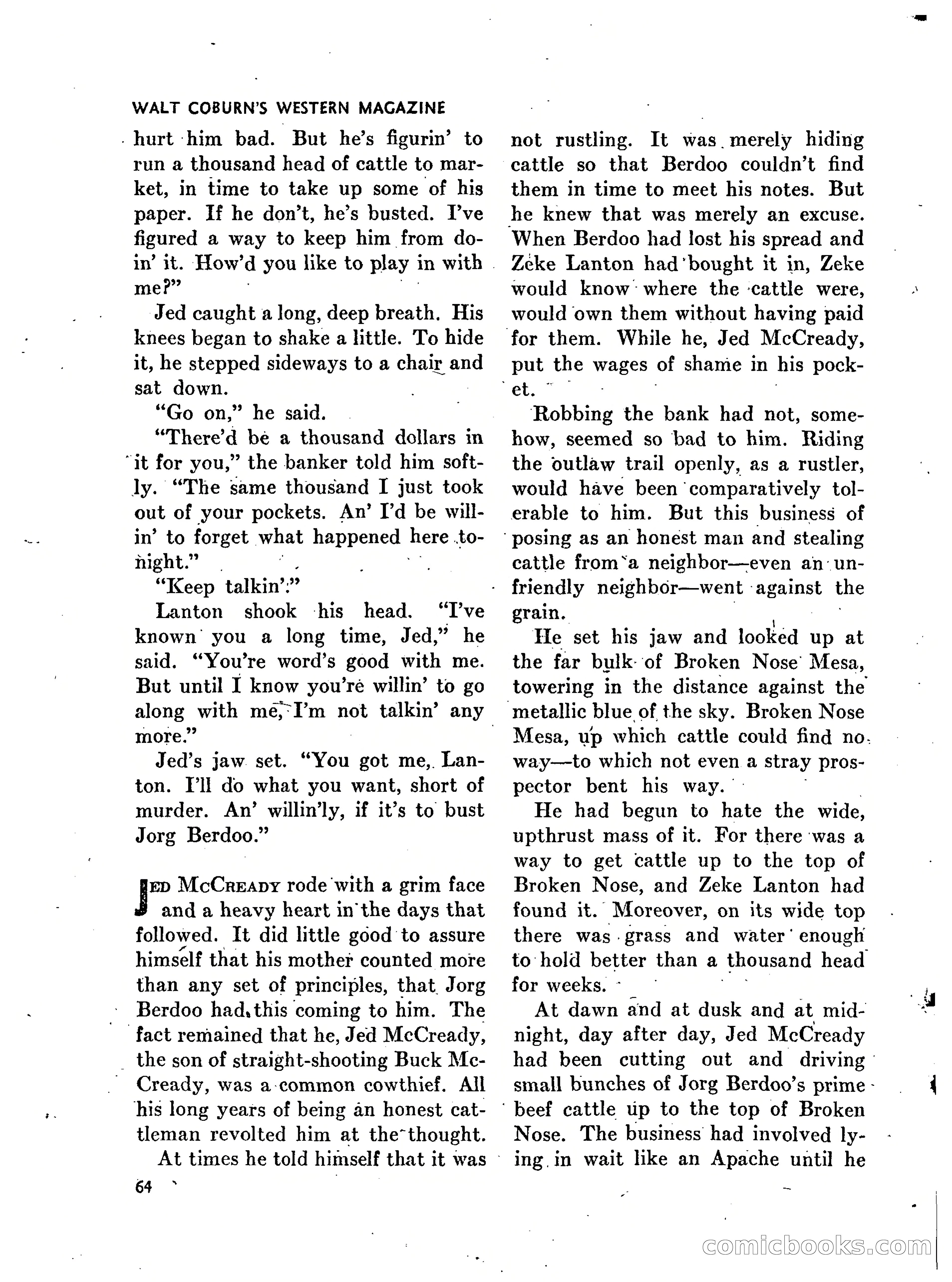 Walt Coburn's Western Magazine, March 1951 — page 64 of 116