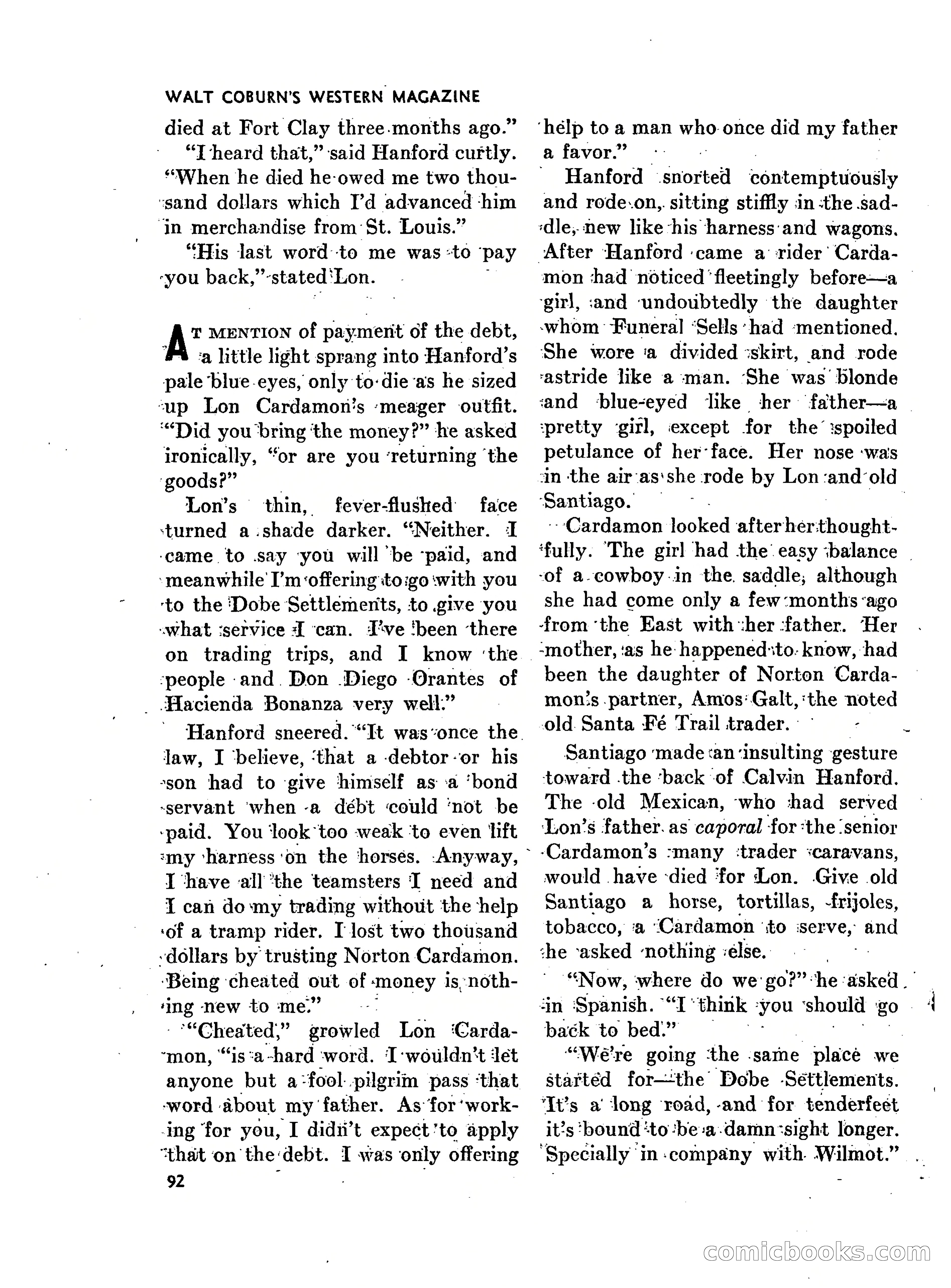 Walt Coburn's Western Magazine, March 1951 — page 92 of 116