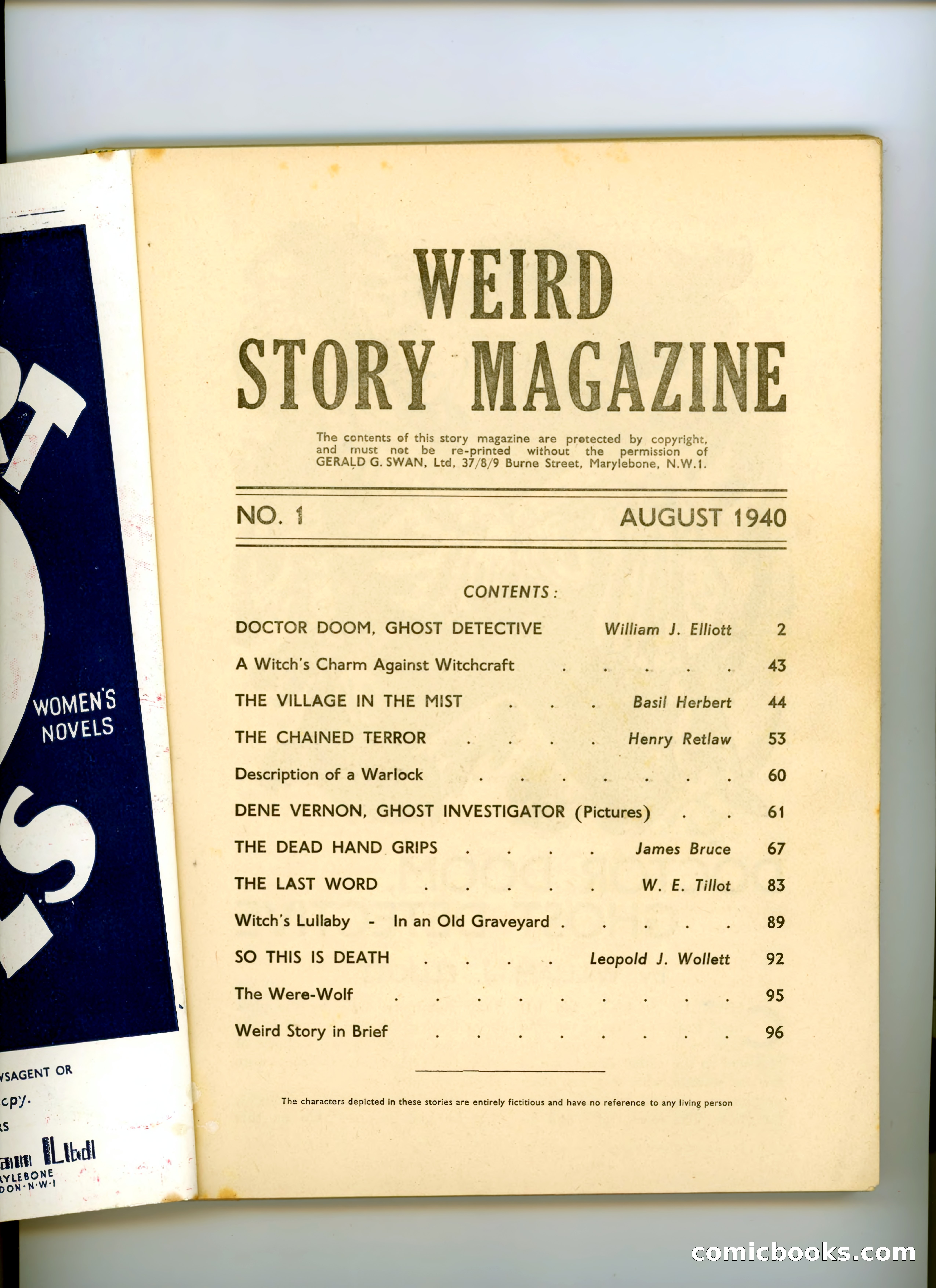 Weird Story Magazine, August 1940 — page 3 of 101