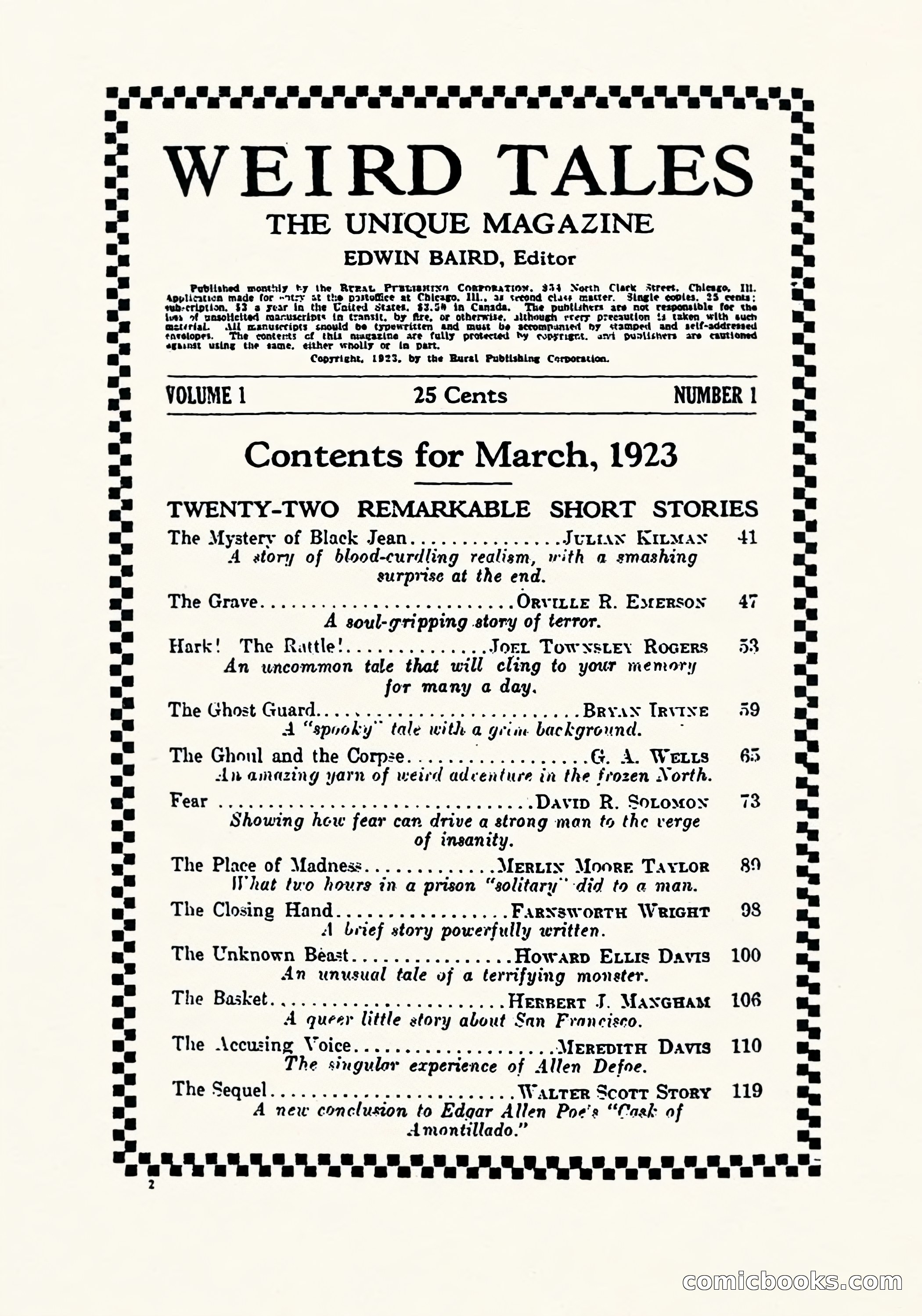 Weird Tales, March 1923 — page 4 of 196