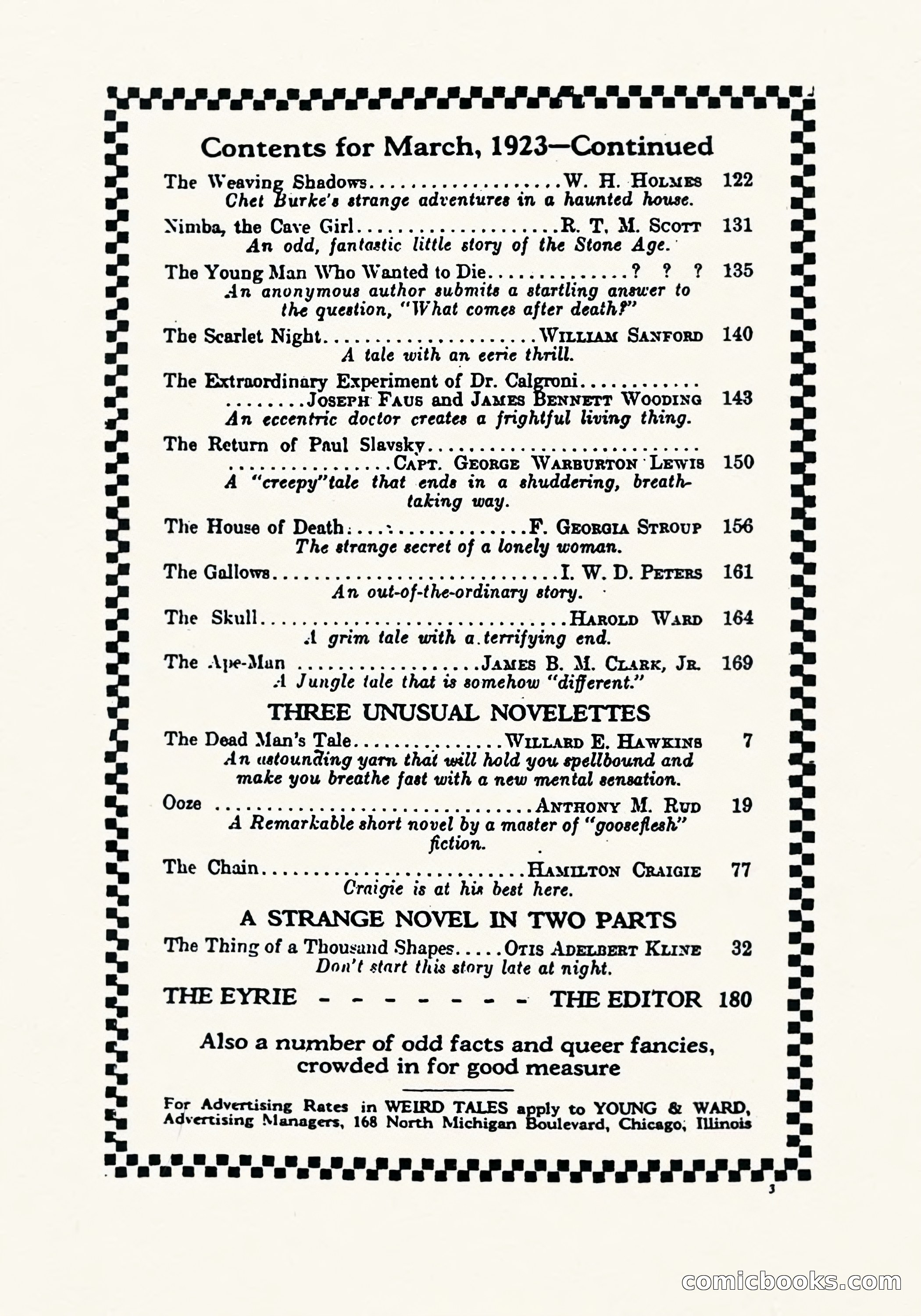 Weird Tales, March 1923 — page 5 of 196