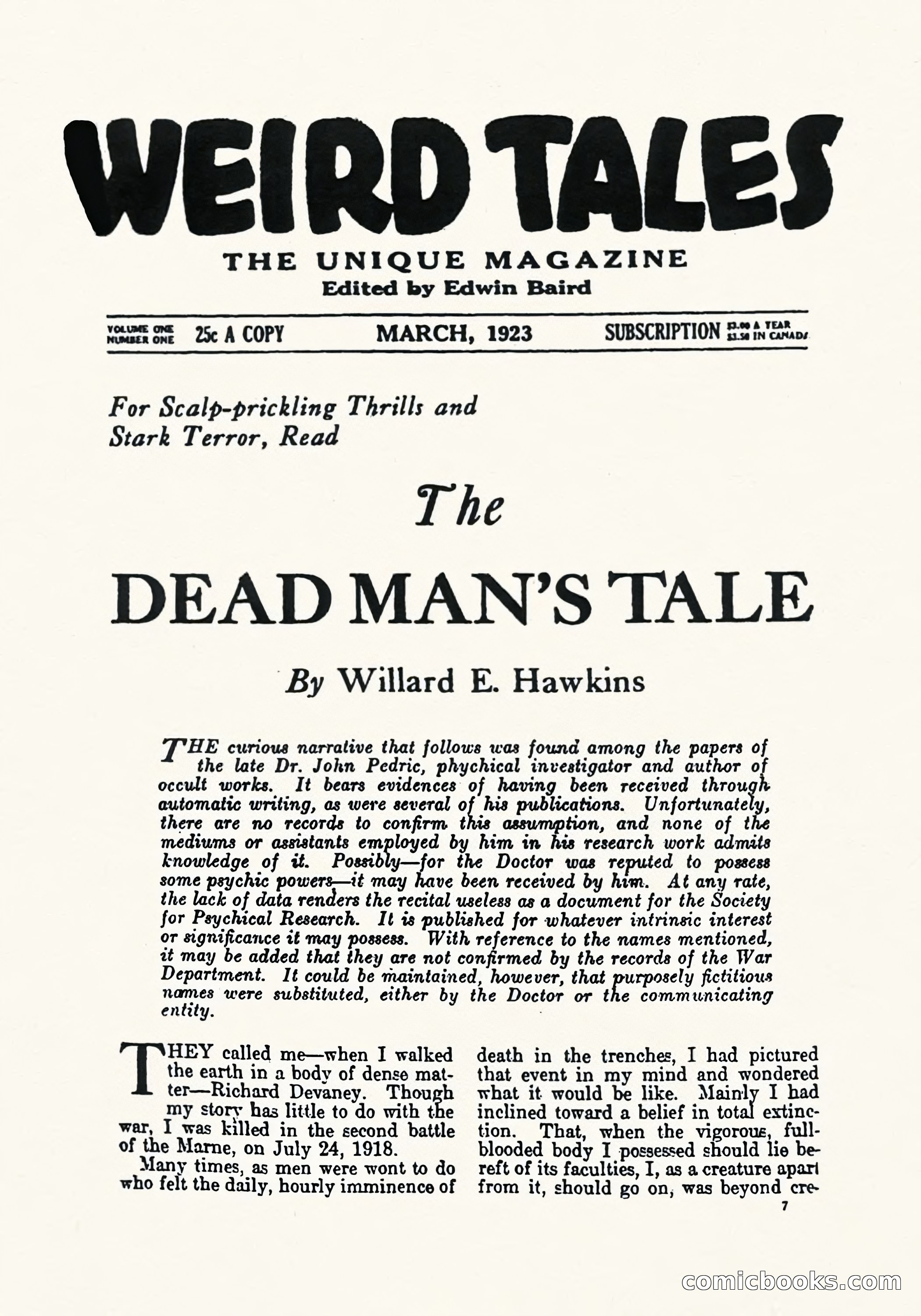Weird Tales, March 1923 — page 9 of 196