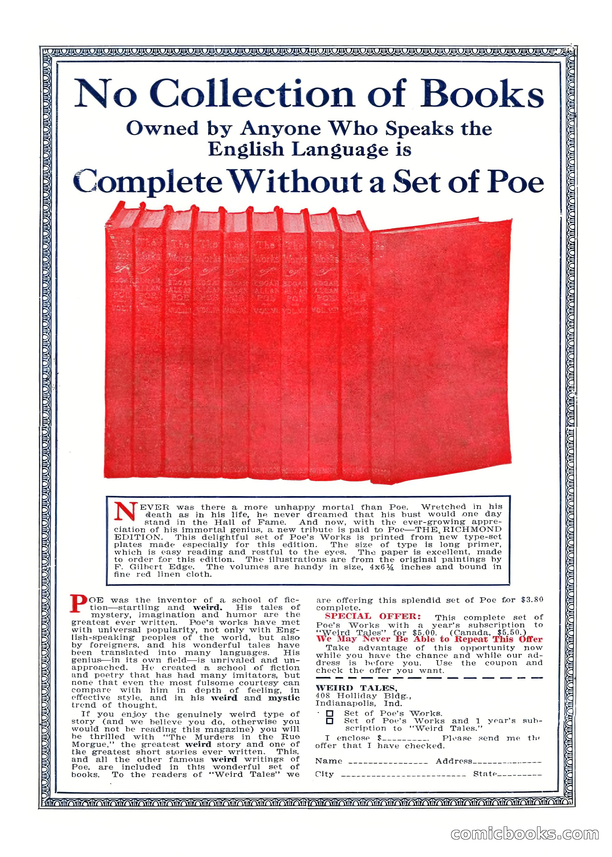 Weird Tales, Vol. V No. 1 — page 195 of 195