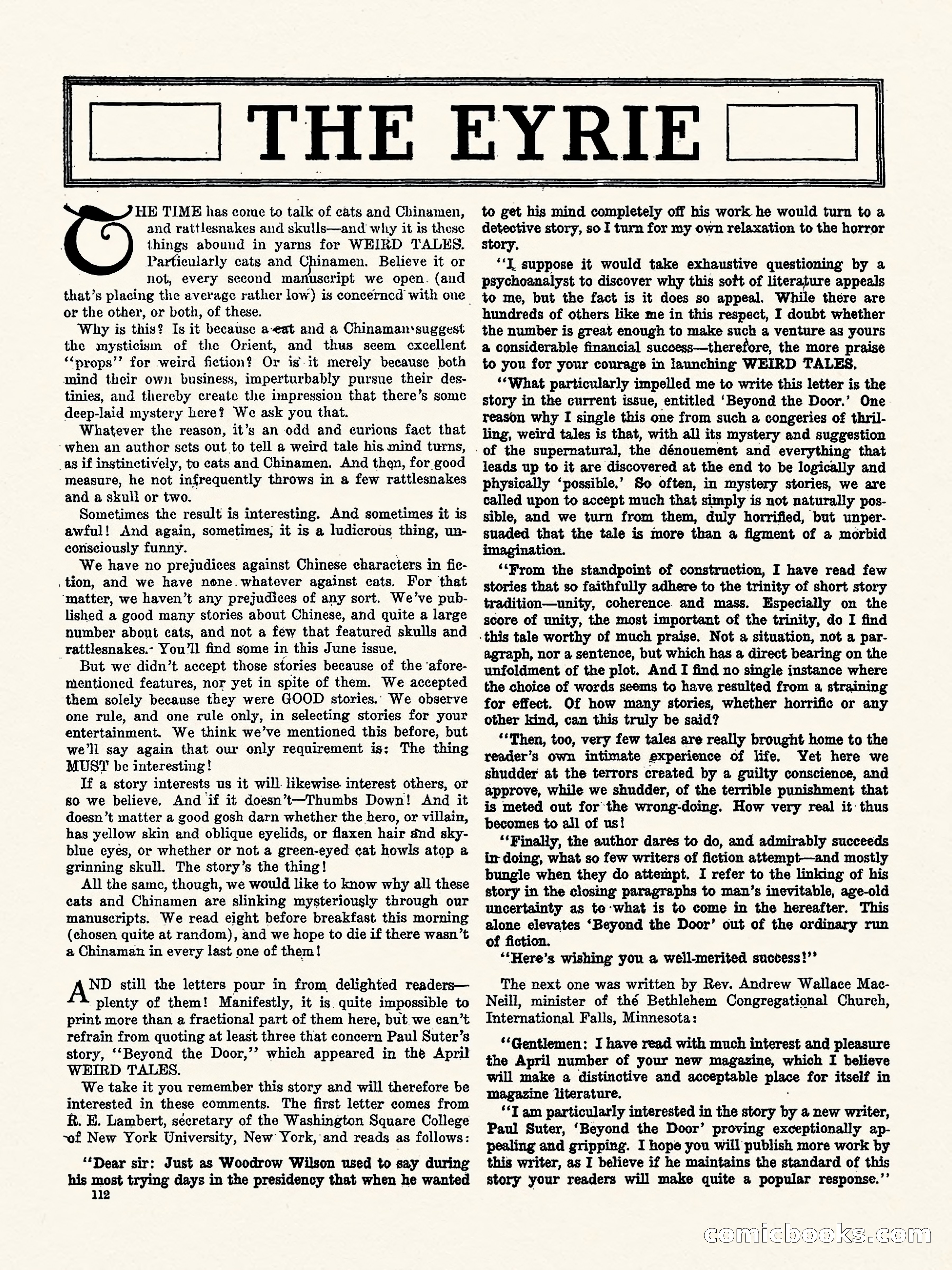 Weird Tales, Vol. 1, No. 4 — page 113 of 122