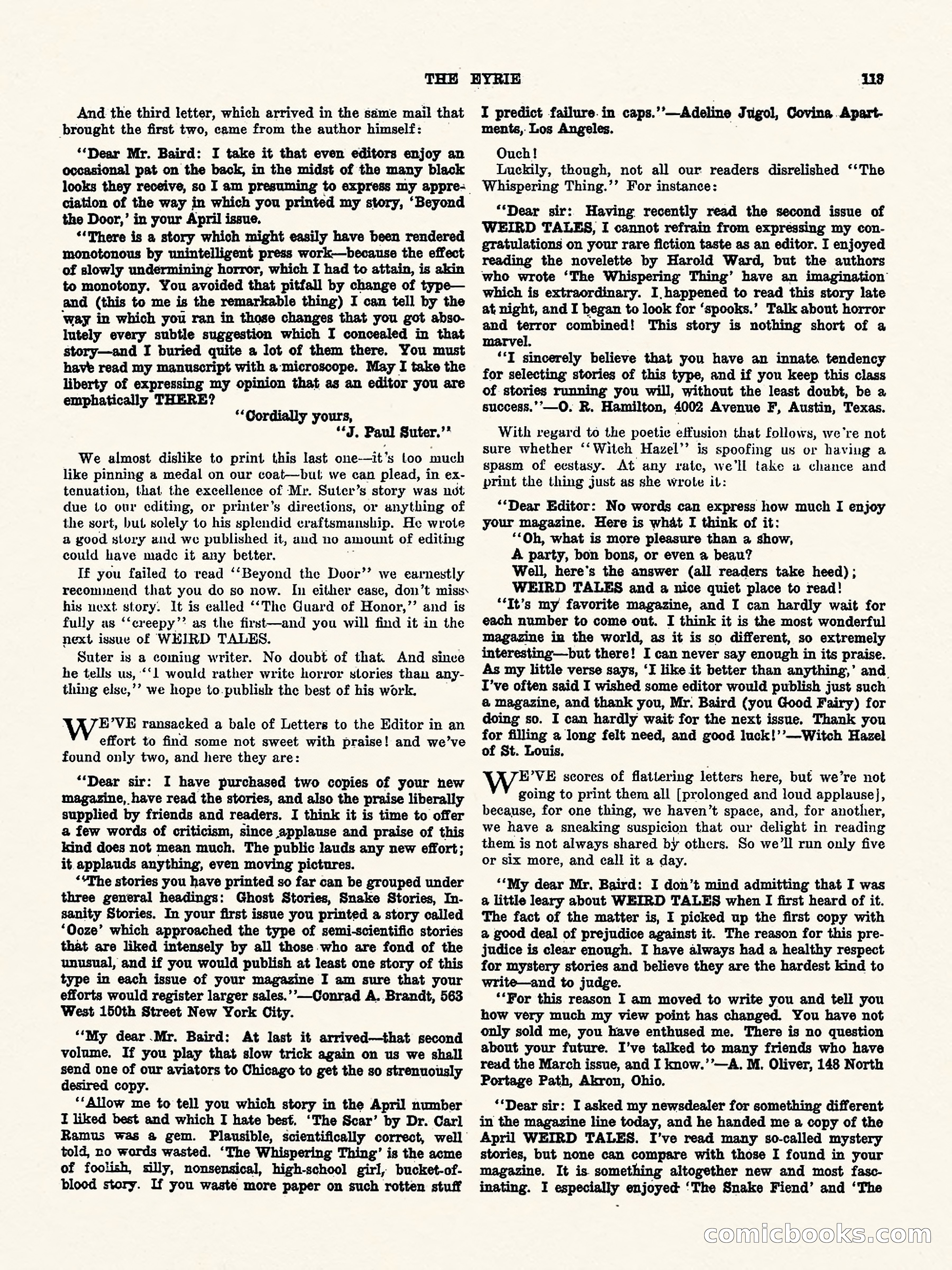 Weird Tales, Vol. 1, No. 4 — page 114 of 122