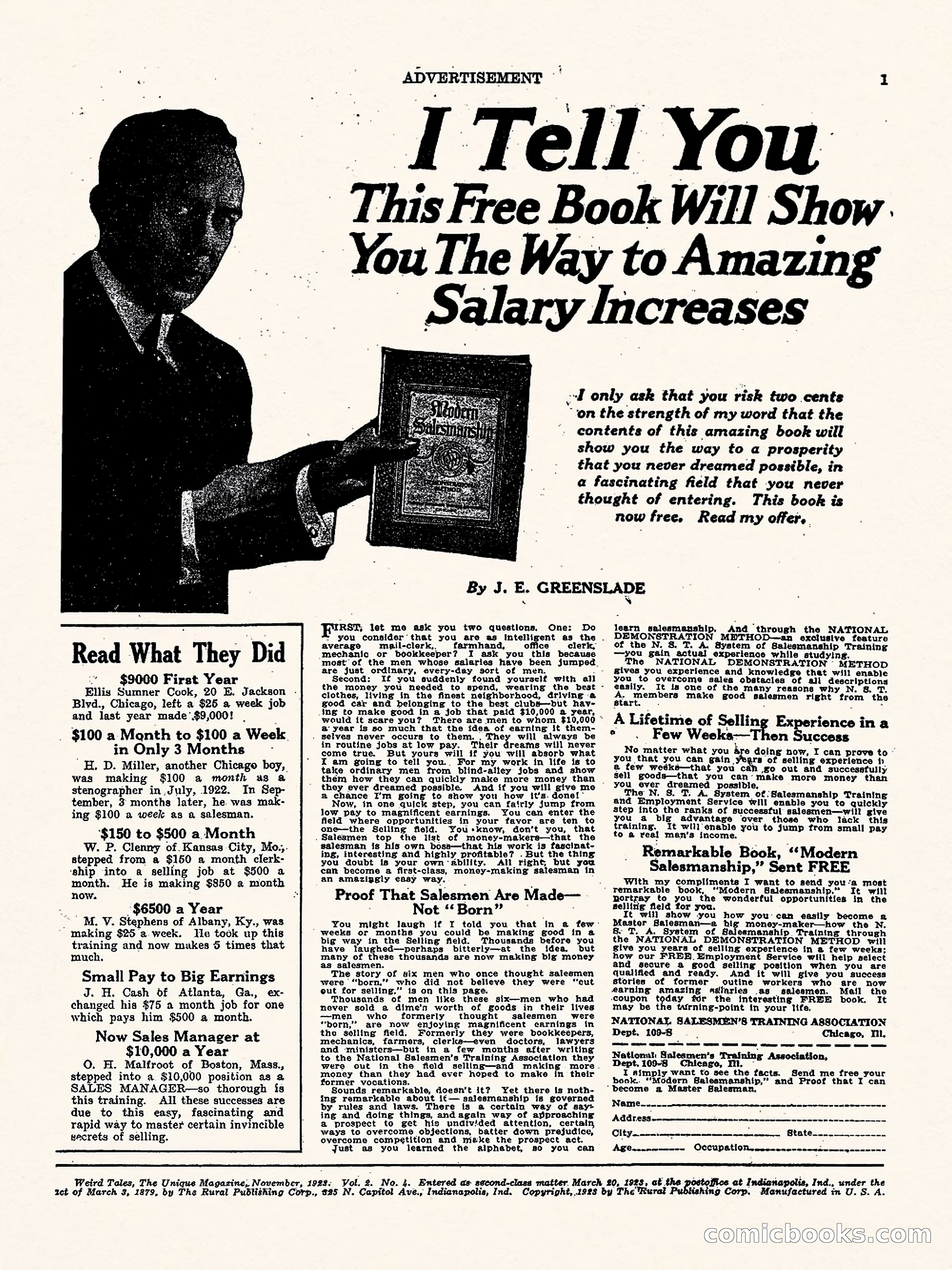 Weird Tales, Vol. 2, No. 4 — page 2 of 98