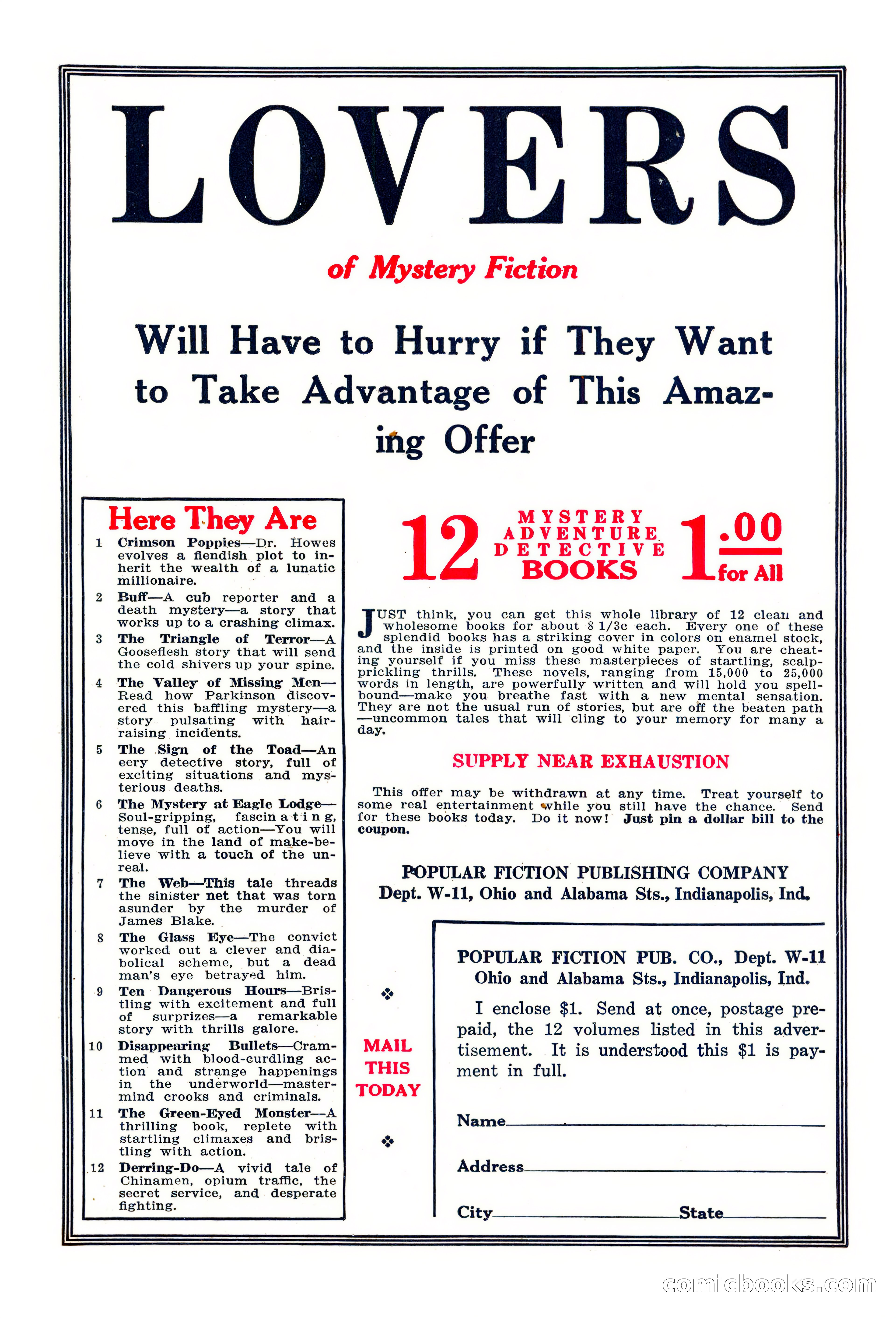 Weird Tales, Vol. 6, No. 5 — page 148 of 148
