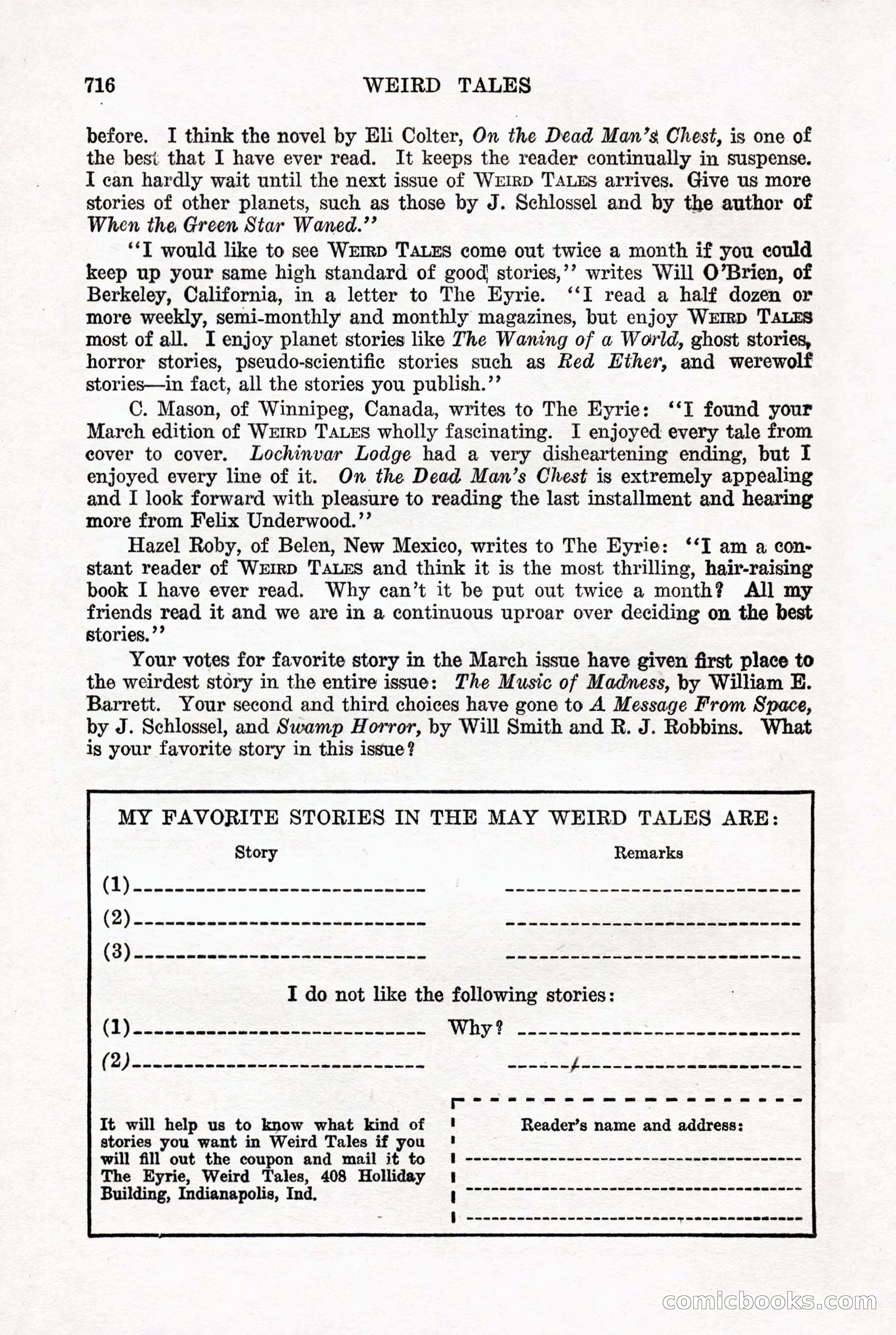 Weird Tales, May 1926 — page 142 of 148