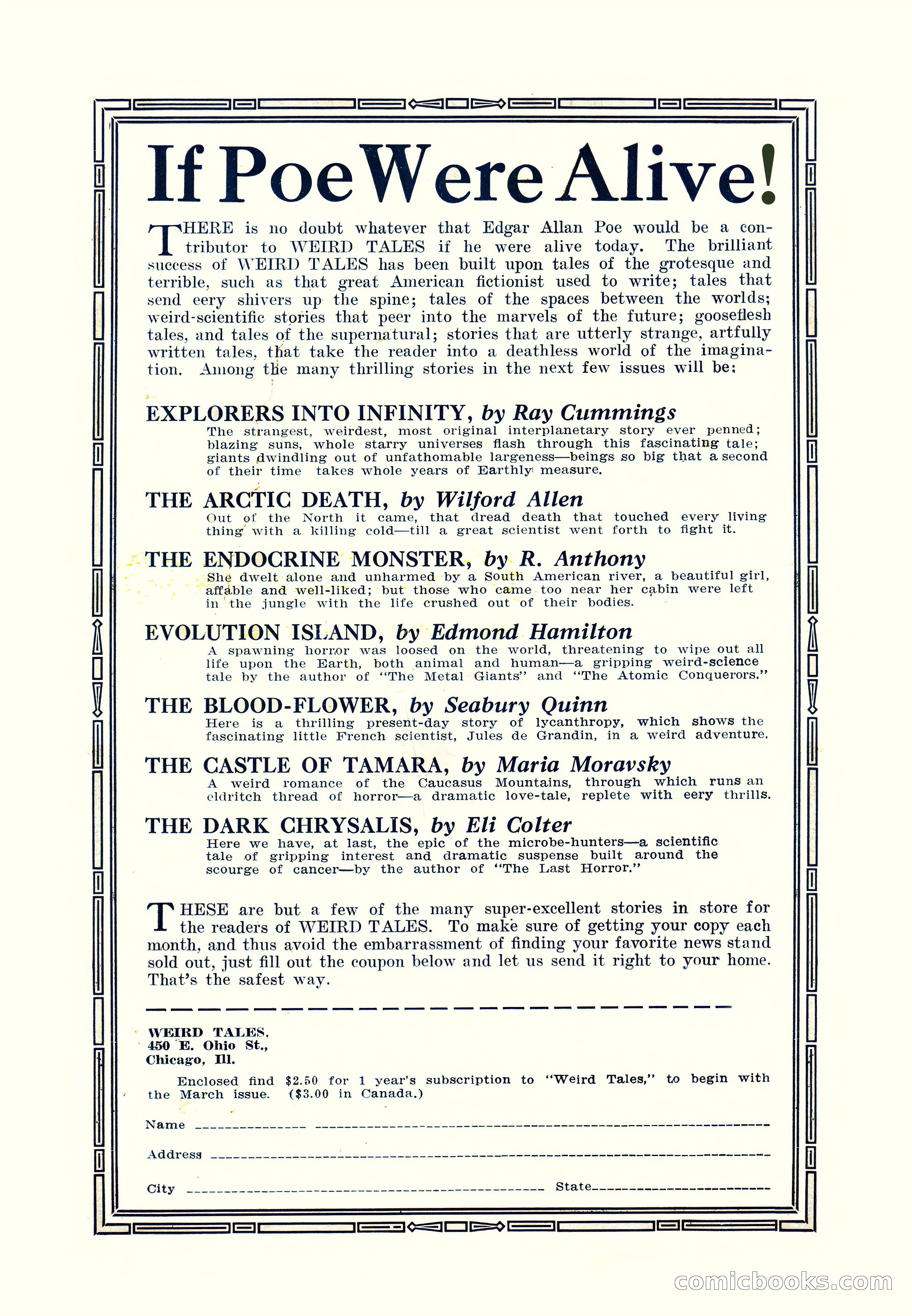 Weird Tales, Vol. 9 No. 2 — page 2 of 148